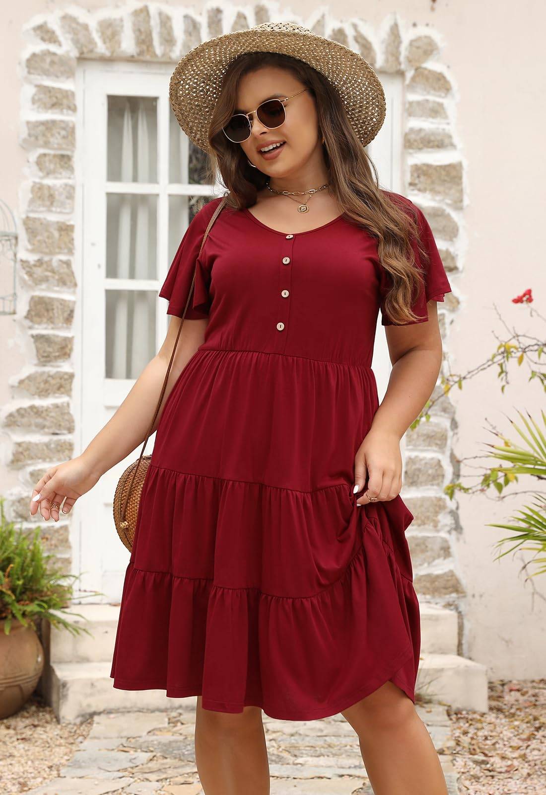 Womens Plus Size Swing Dress with Pocket