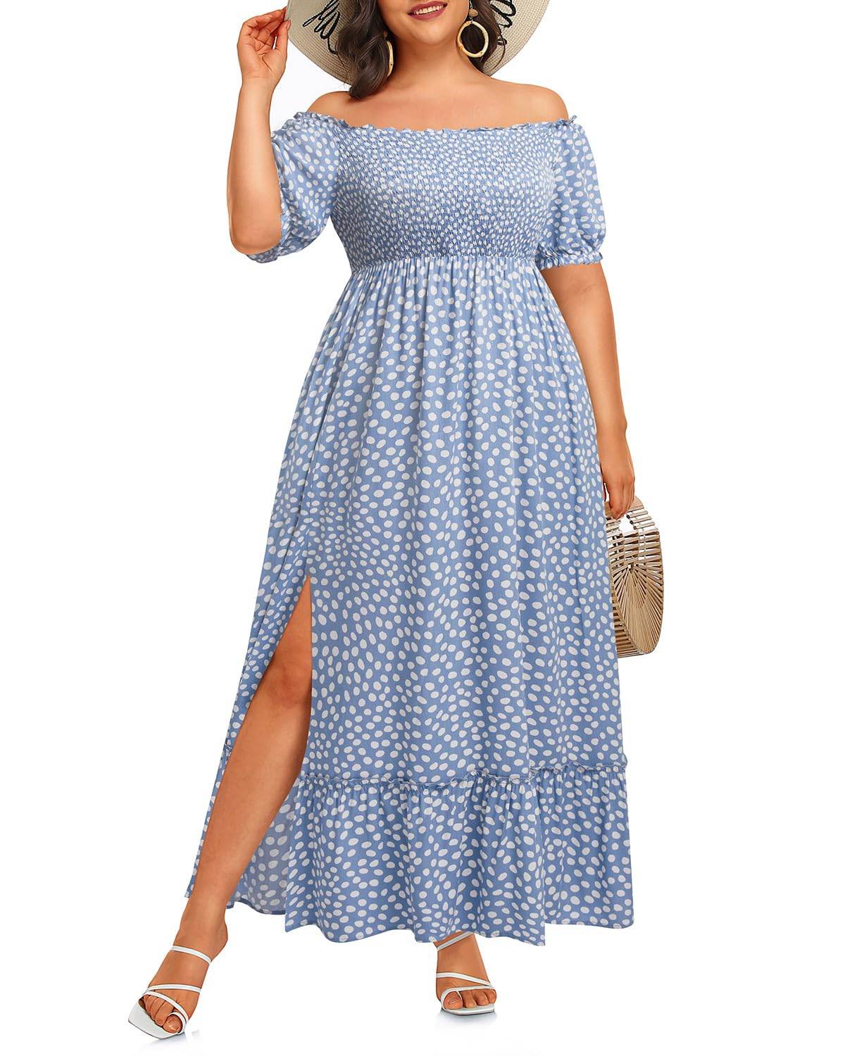 Women Plus Size Maxi Boho Sundress with Pocket