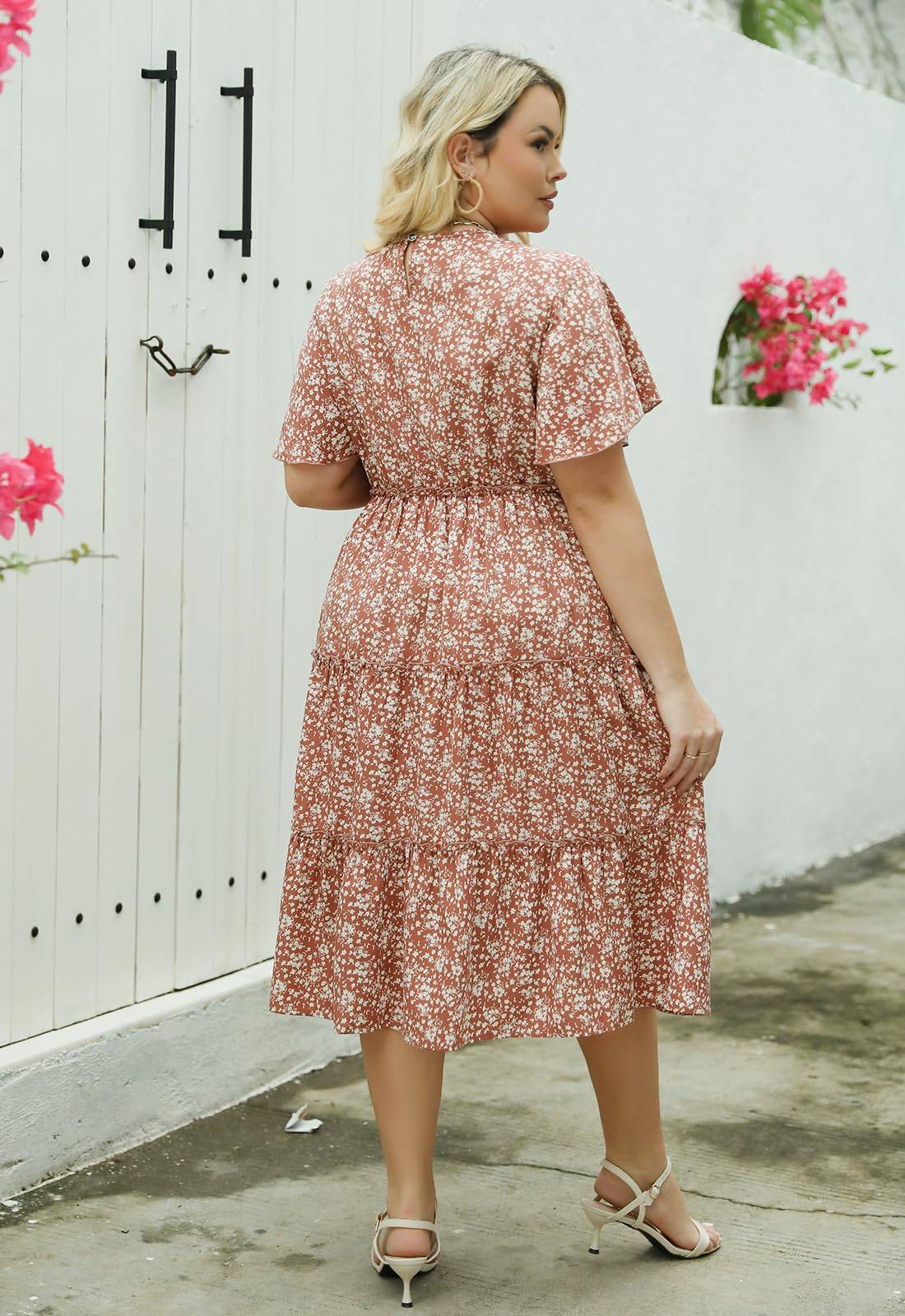 Women Plus Size Summer Midi Dress with Pocket