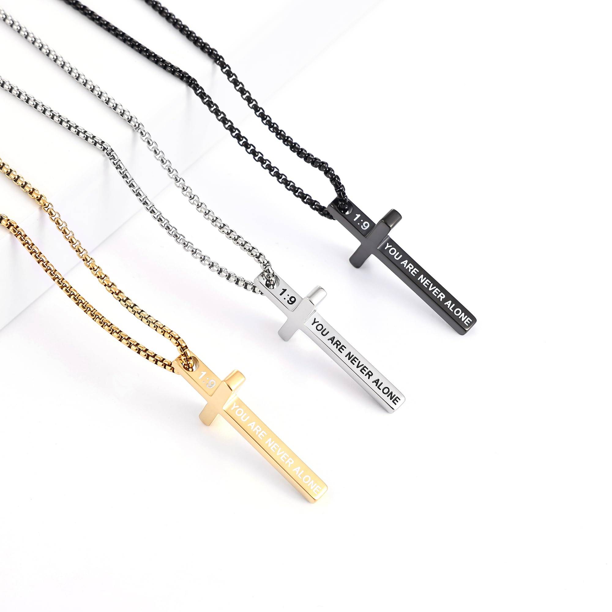 Cross Necklace for Men, Inspirational Bible Verse Cross Chain for Men, 316 Stainless Steel Cross Necklace for Men