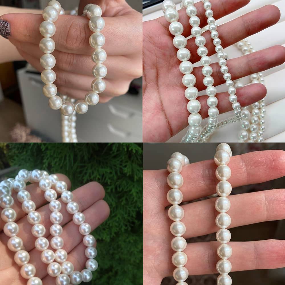 Pearl Necklace for Men,White Round Pearl Necklace Pearl Choker Necklace Fashion Jewelry Gifts for Women Men