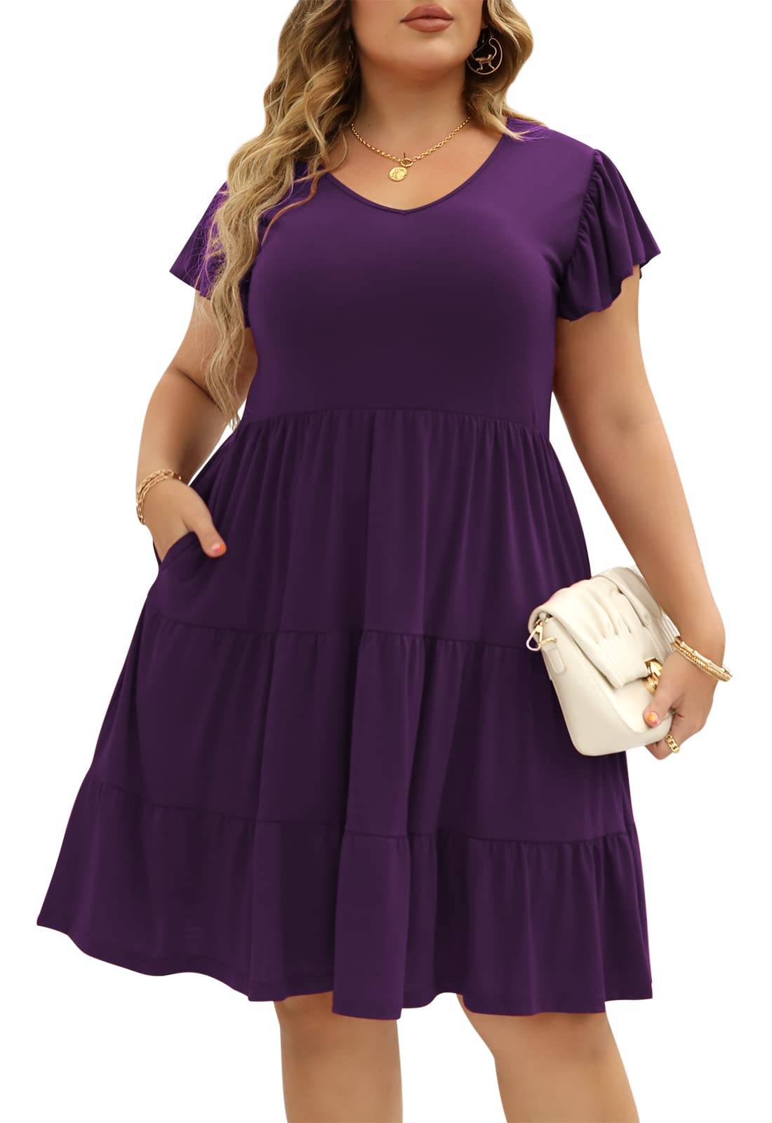 Womens Plus Size dresses Midi Dress with Pockets