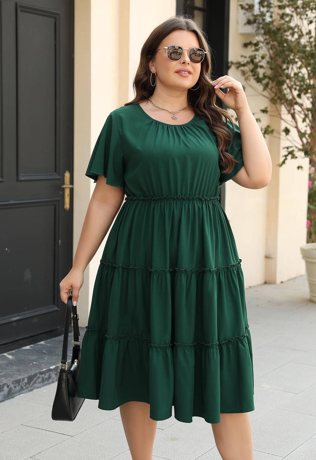 Women Plus Size Summer Midi Dress with Pocket