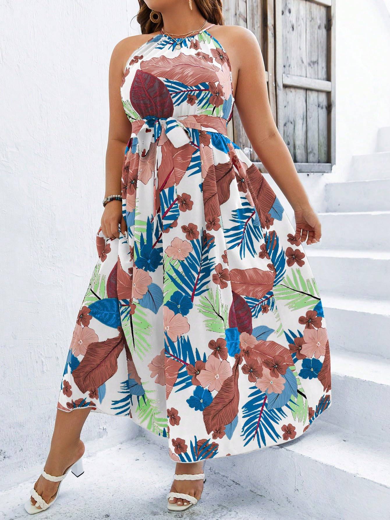 Women's Plus Size Boho A Line Long Dress