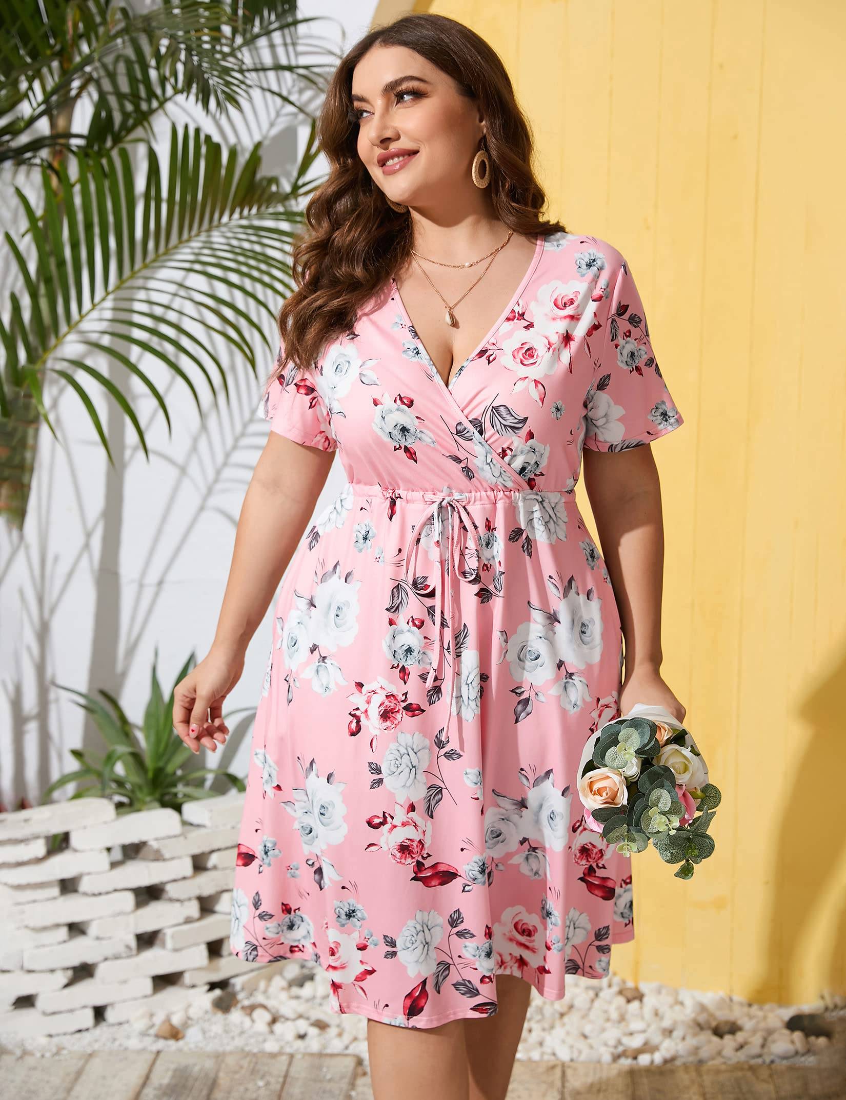 Plus Size Summer Dress Women's A Line Midi Dresses