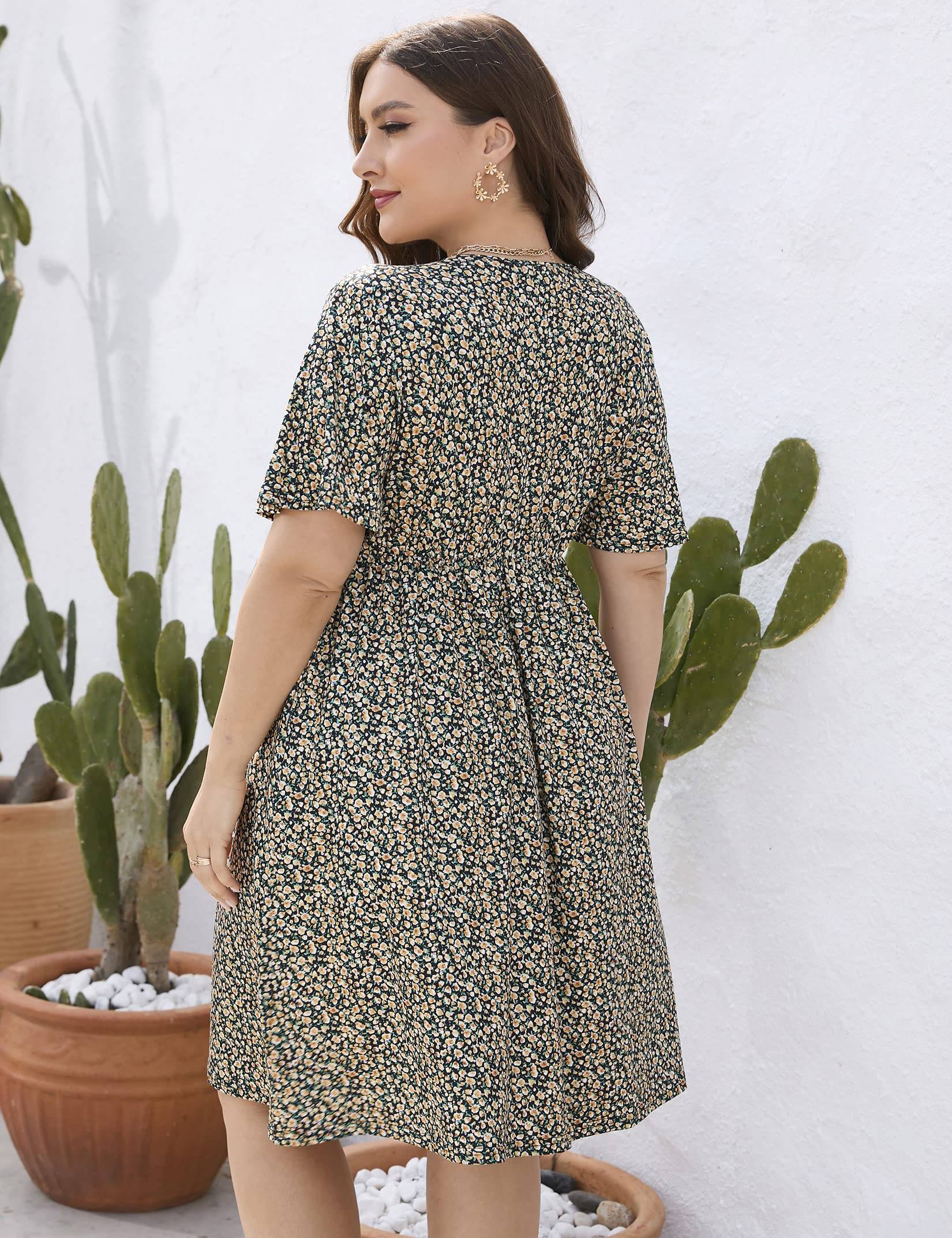 Plus Size Summer Dress Women's A Line Midi Dresses