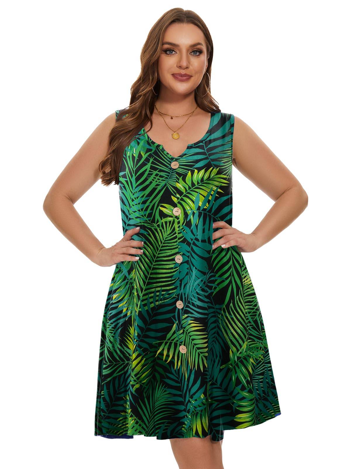 Women Plus Size A Line Sundresses Midi Dress