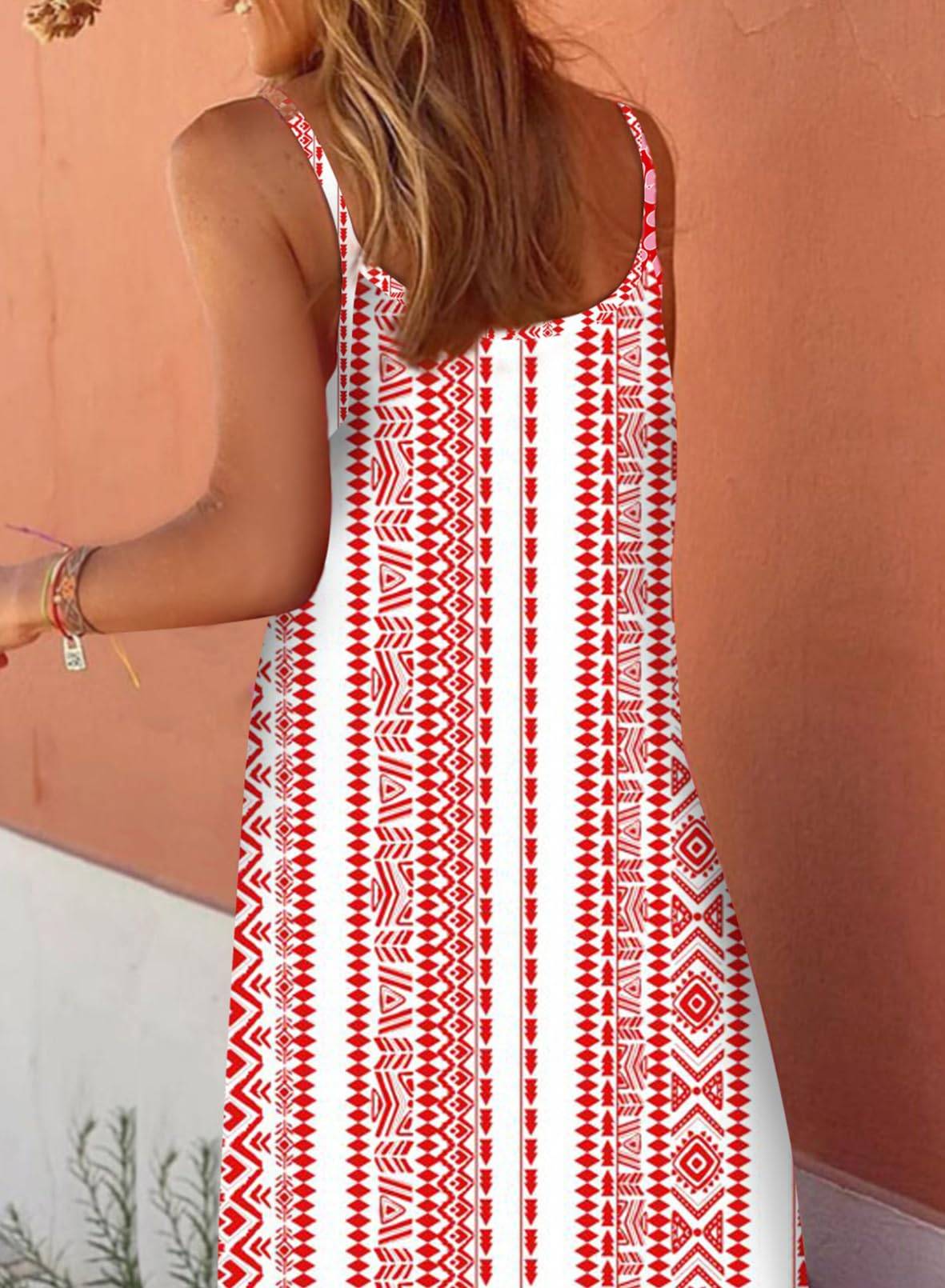 Women Strap Neck Boho Maxi Dress Plus Size