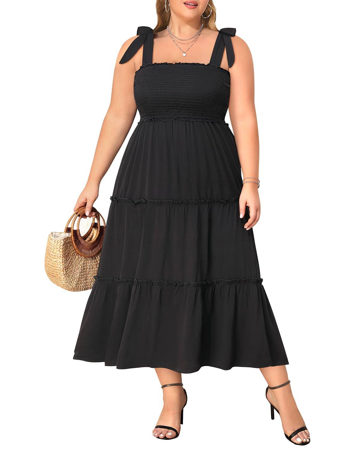 Women's Plus Size Strap Maxi Beach Long Dress