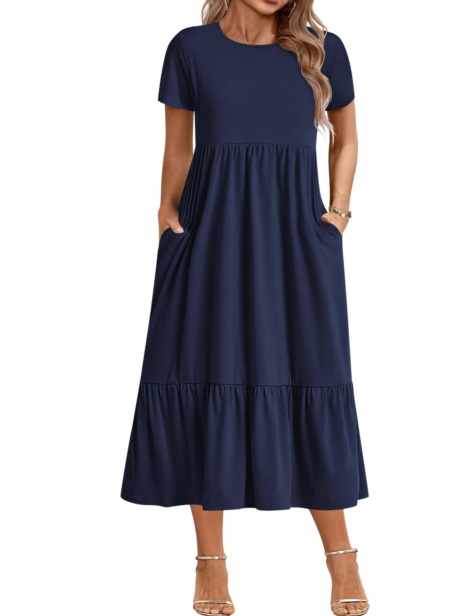 Women Plus Size Long Maxi Dresses with Pockets