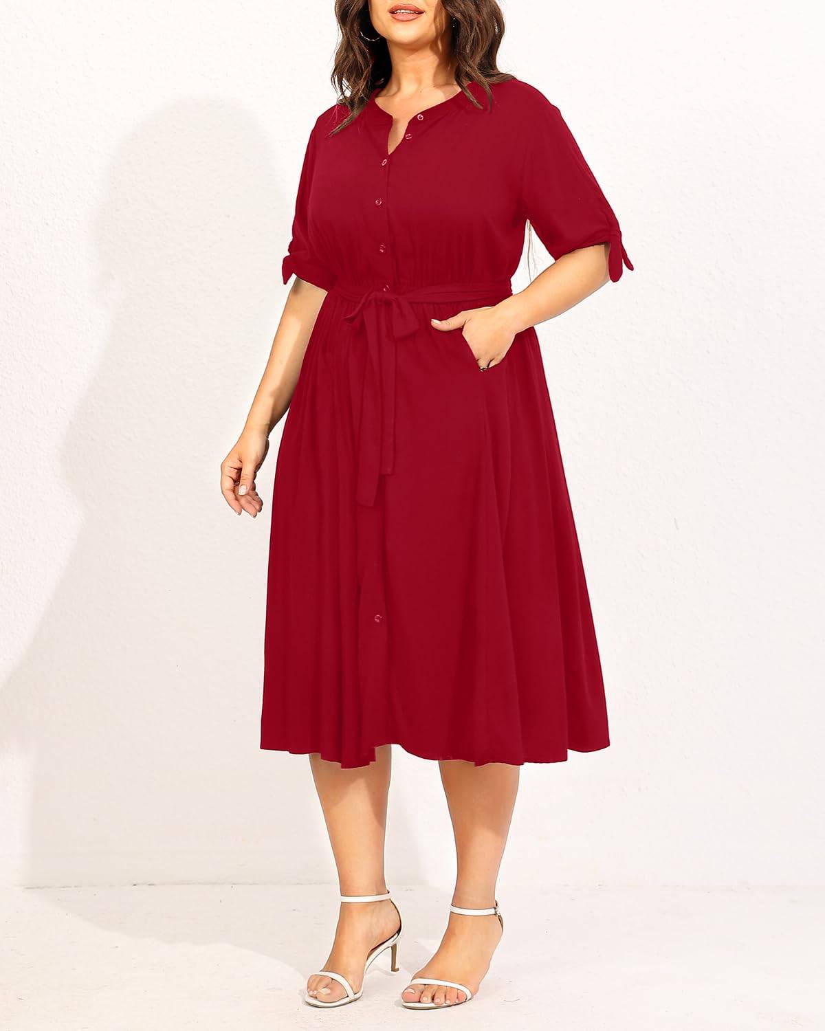 Women's Summer Midi Dress Plus Size Sundress