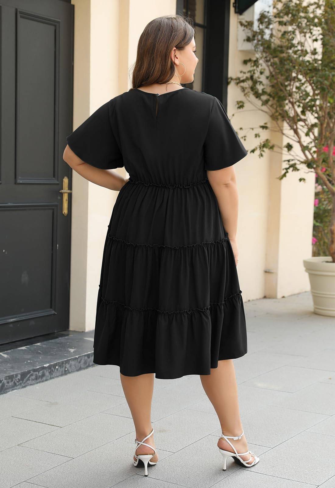 Women Plus Size Summer Midi Dress with Pocket