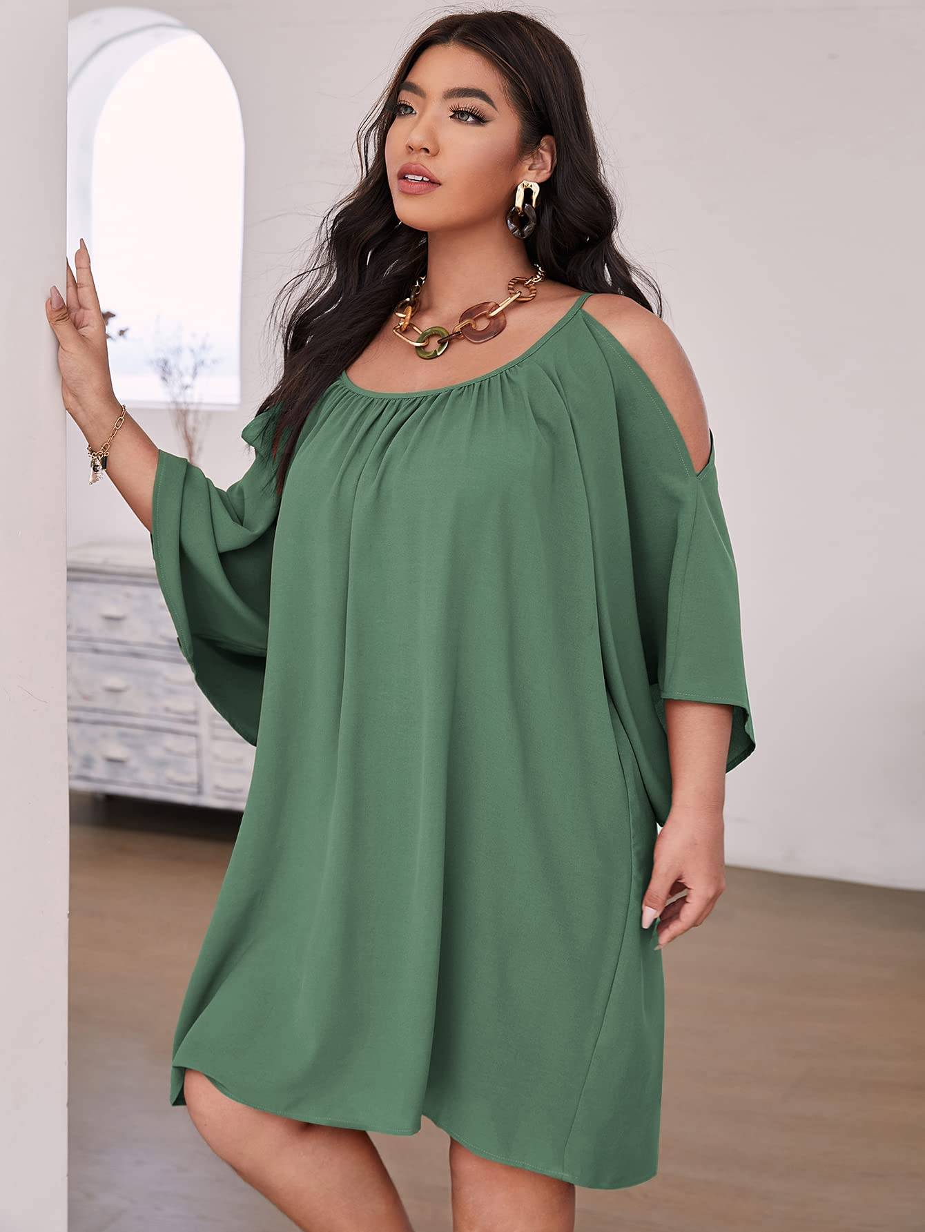 Women Plus Size Summer Dress Cold Short Dresses