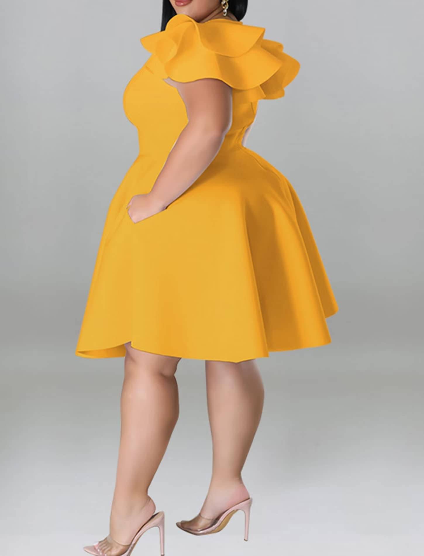 Women's Plus Size A Line Party Dress with Pockets