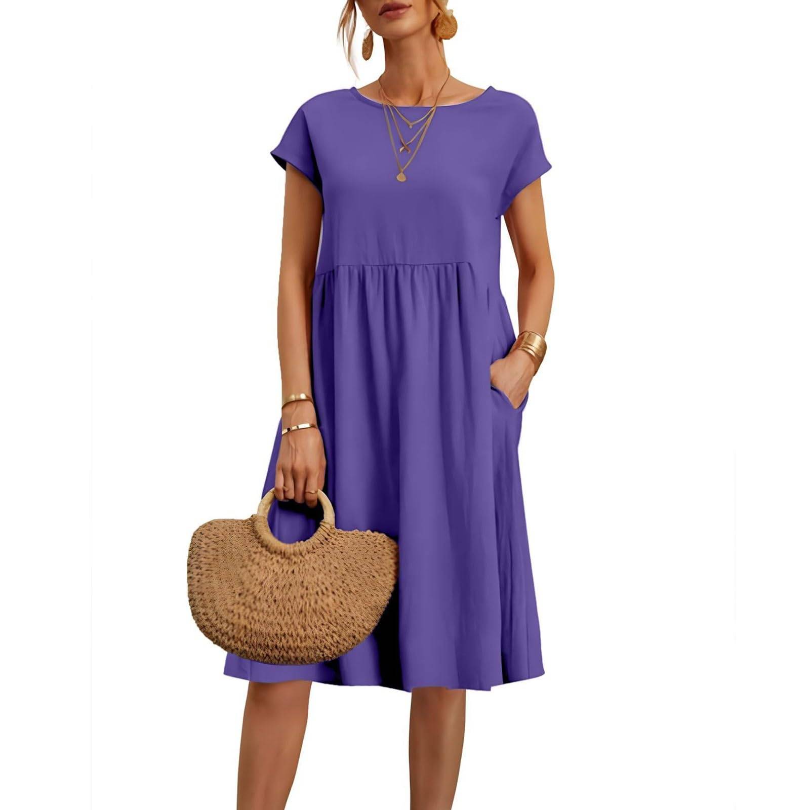 Women Plus Size Midi Dress Beach Sundress