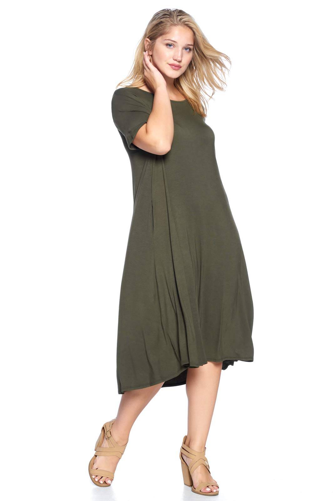 Women's Plus Size A-Line Pocket Midi Dress