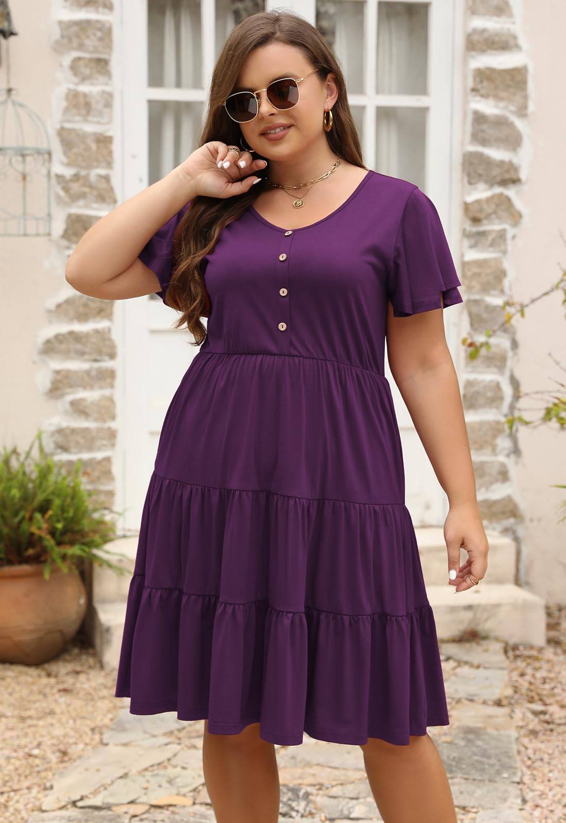 Womens Plus Size Swing Dress with Pocket