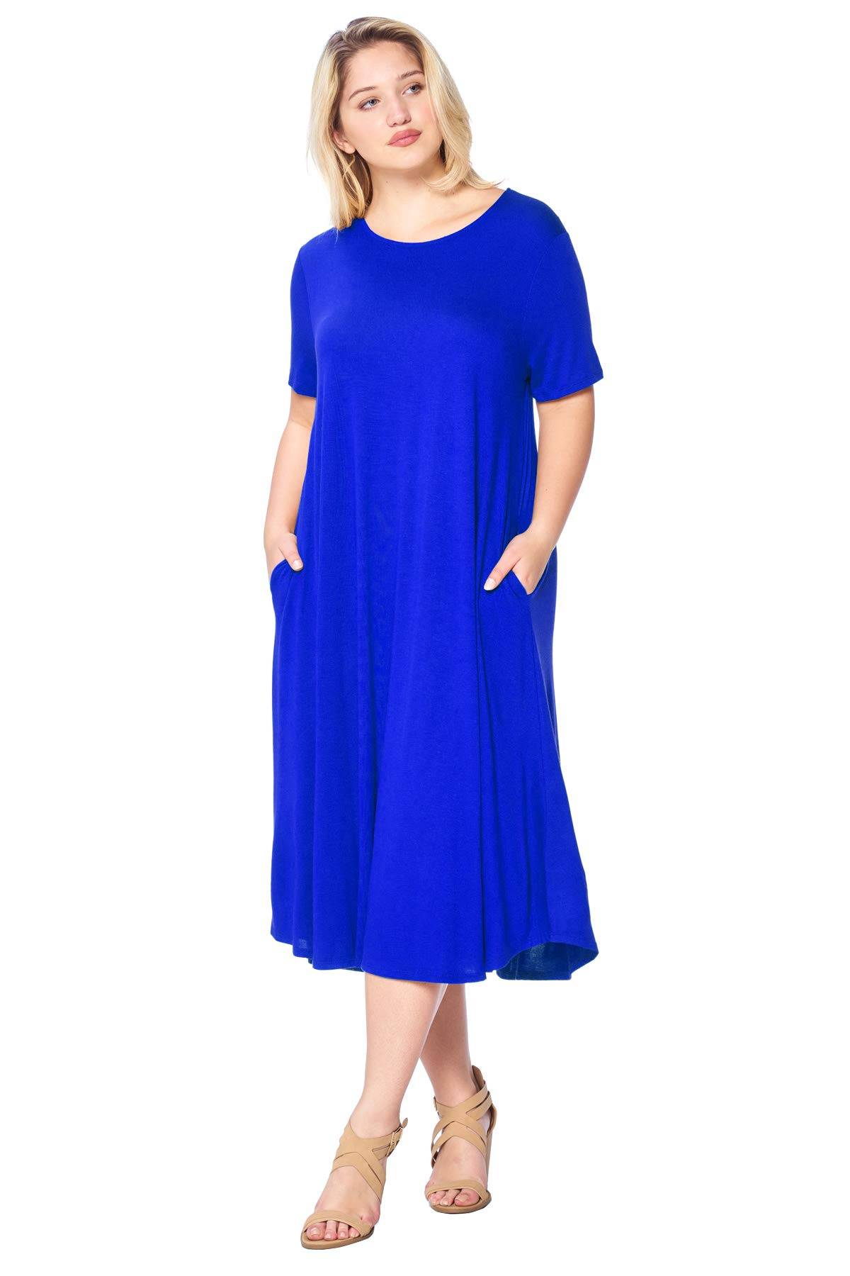 Women's Plus Size A-Line Pocket Midi Dress