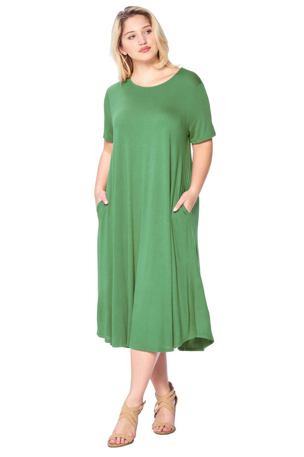 Women's Plus Size A-Line Pocket Midi Dress