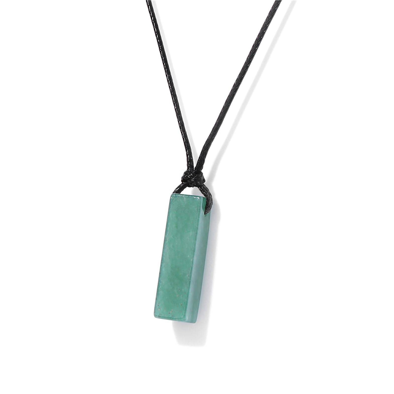 Jade Necklace for Men Green Aventurine Necklace Natural Jade Pendant Black Rope Adjustable Green Crystal Necklace Jade Jewelry Handmade Jewelry Gifts for Women Men