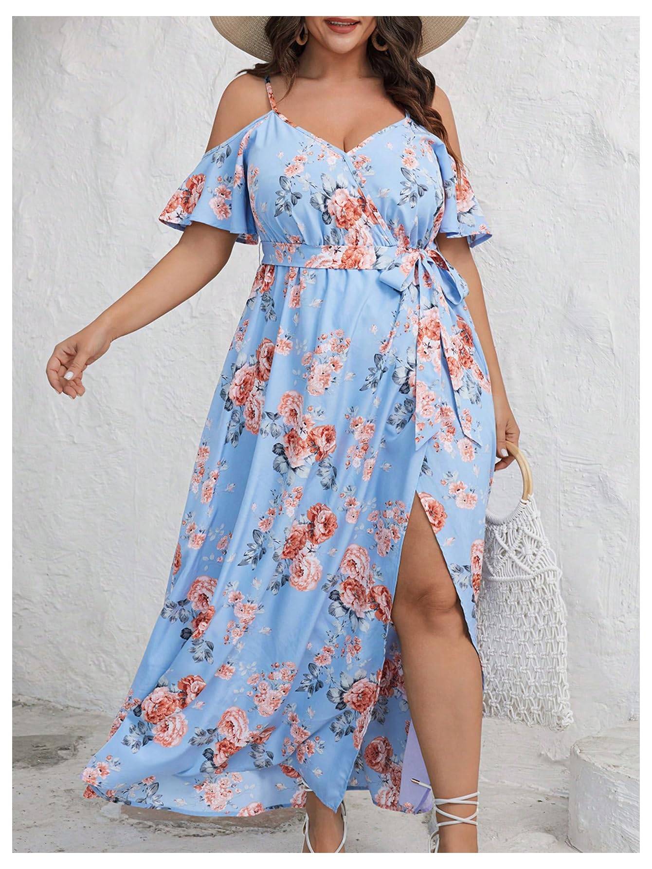 Women's Plus Size Short Sleeve Long Dress