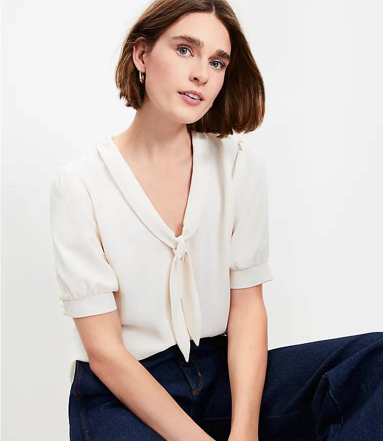 Tie Neck Blouse for Daily Work