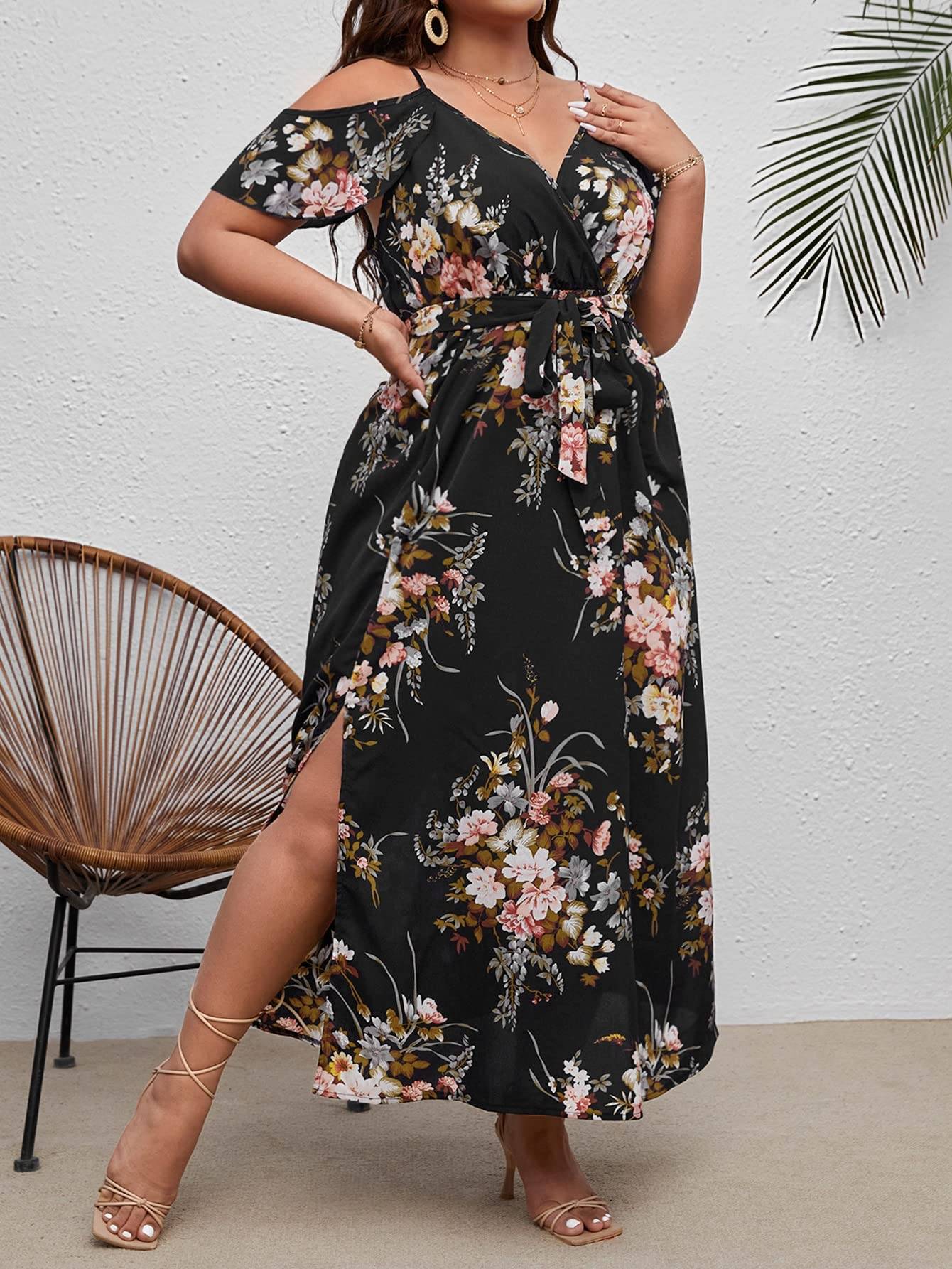 Women's Plus Size Short Sleeve Long Dress