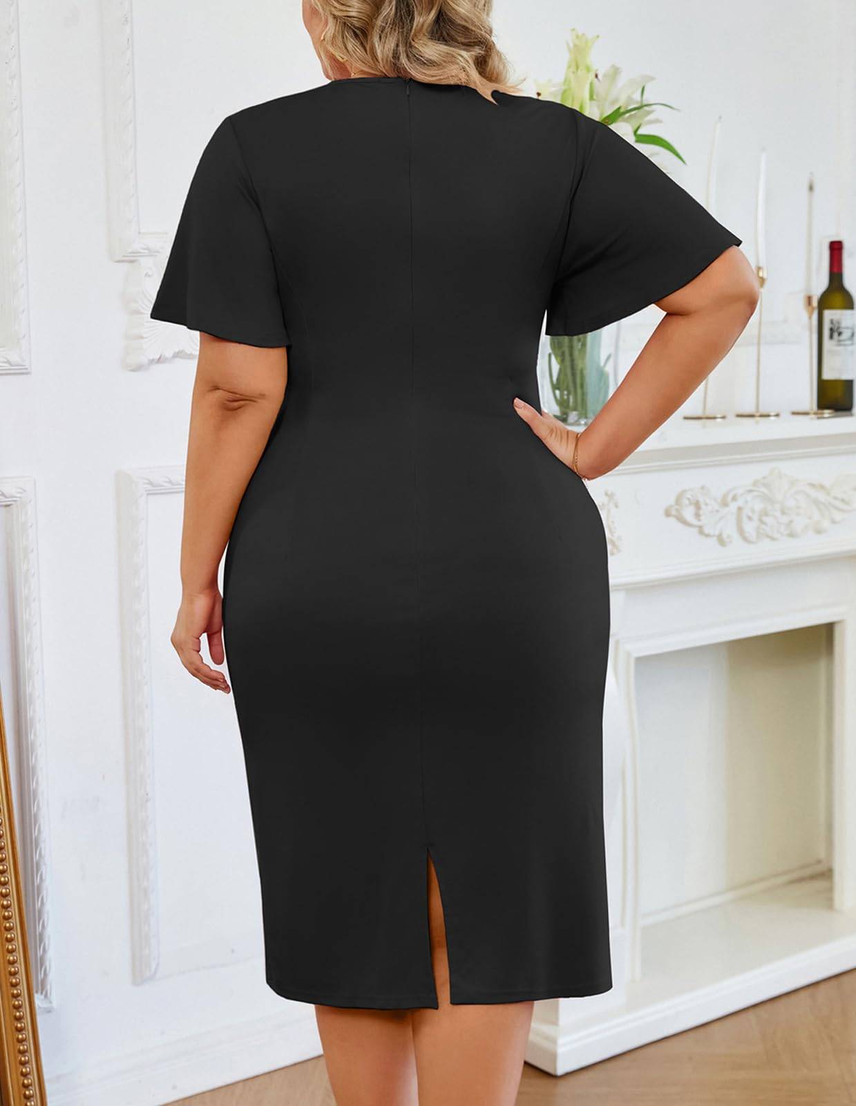 Plus Size Wrap V-Neck Midi Dress Dress for Women