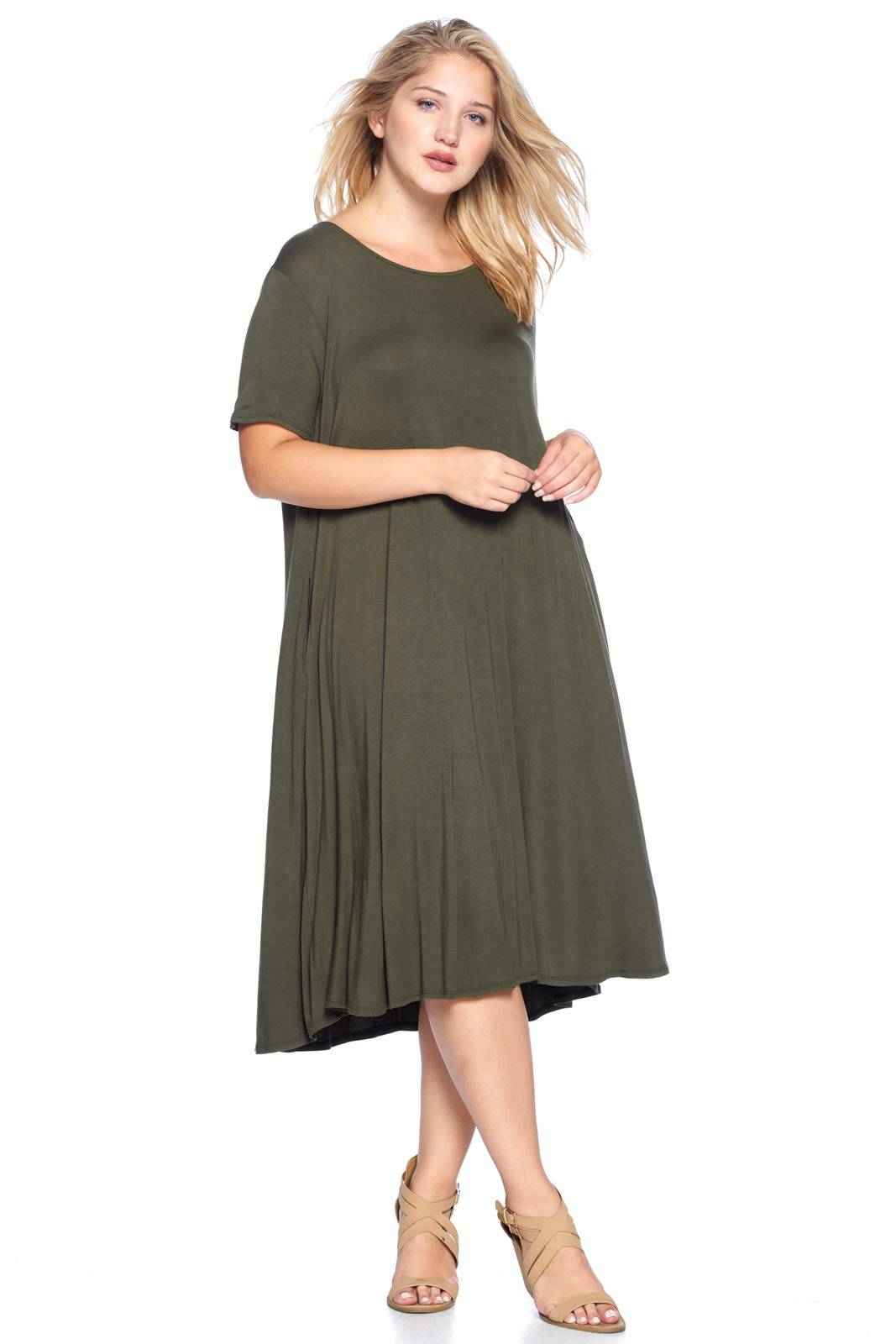 Women's Plus Size A-Line Pocket Midi Dress