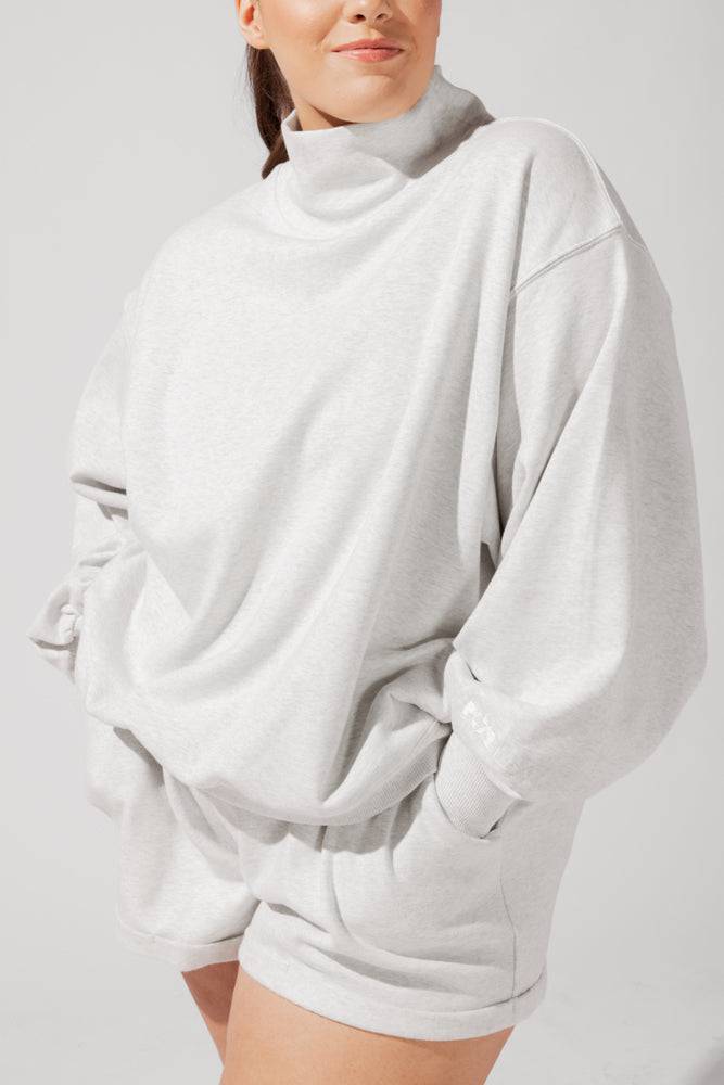   Gooey Mockneck Sweatshirt with Pockets - Light Heather Grey