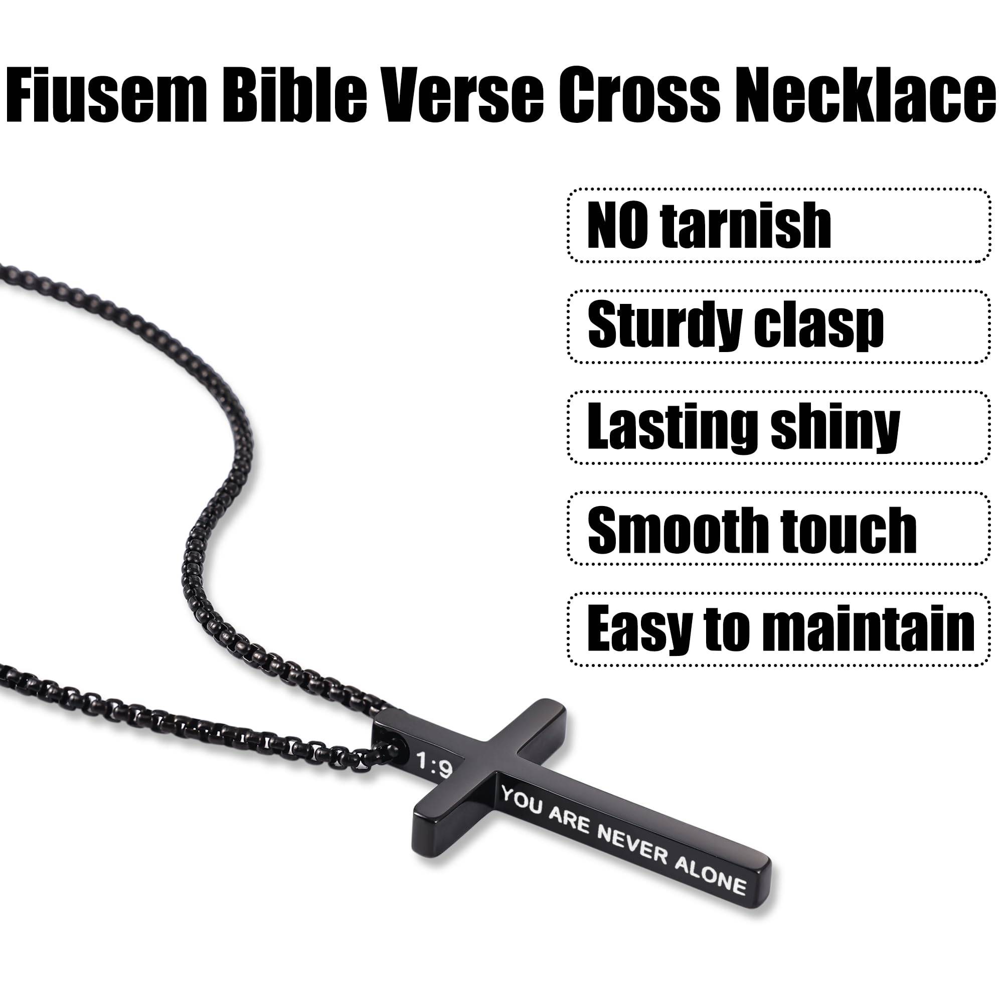 Cross Necklace for Men, Inspirational Bible Verse Cross Chain for Men, 316 Stainless Steel Cross Necklace for Men