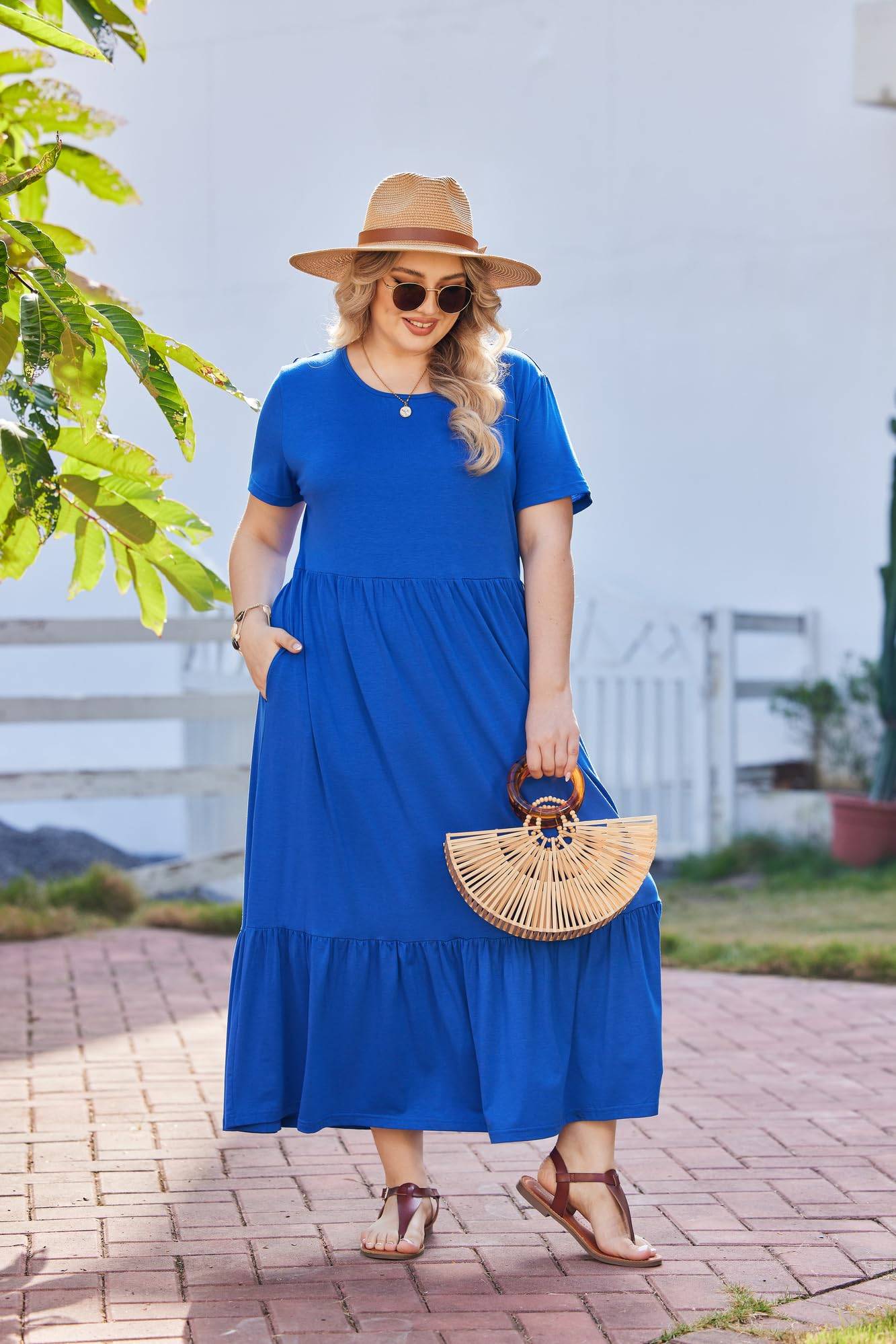 Women Plus Size Long Maxi Dresses with Pockets