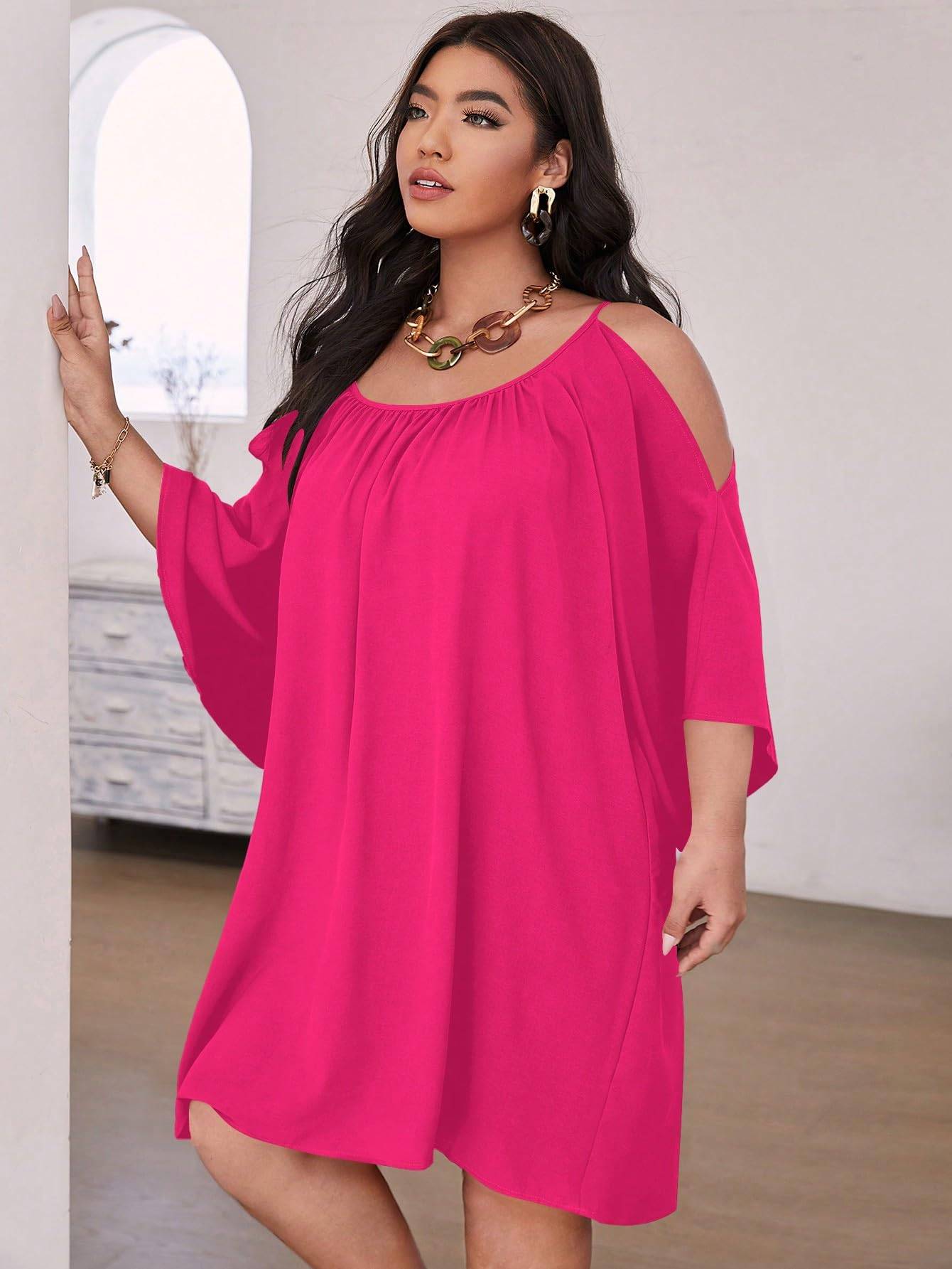 Women Plus Size Summer Dress Cold Short Dresses