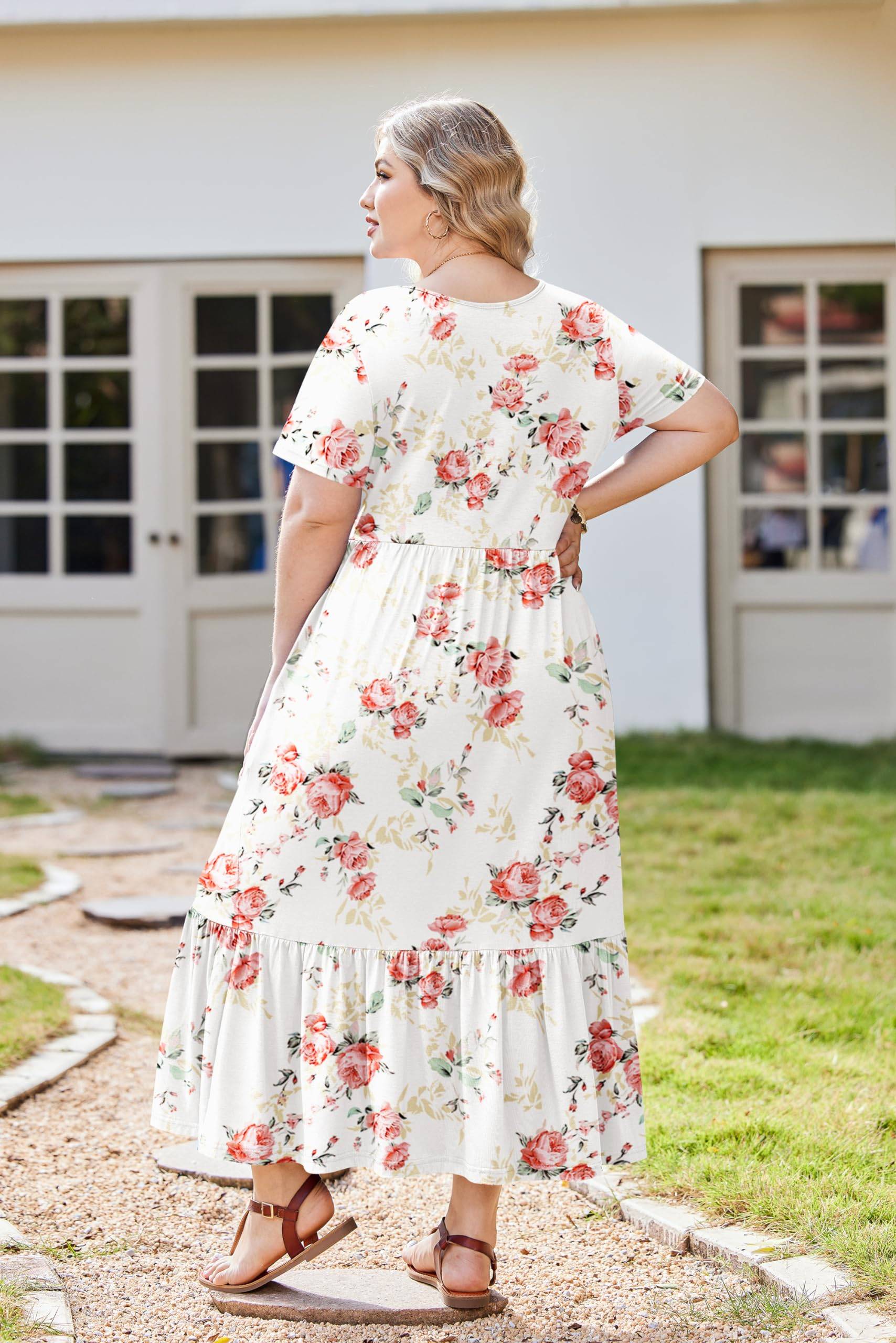 Women Plus Size Long Maxi Dresses with Pockets