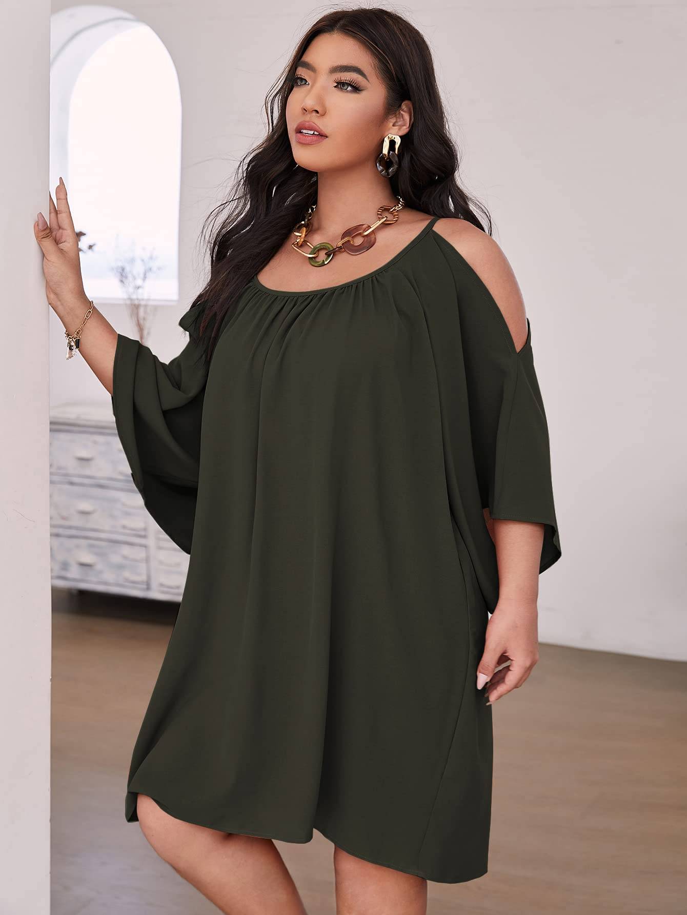 Women Plus Size Summer Dress Cold Short Dresses