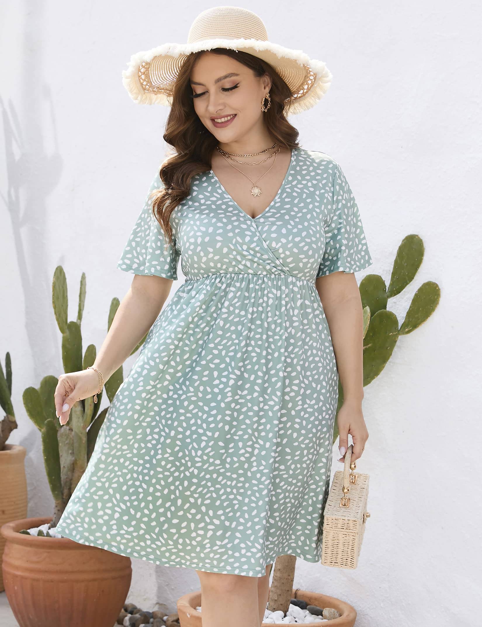 Plus Size Summer Dress Women's A Line Midi Dresses