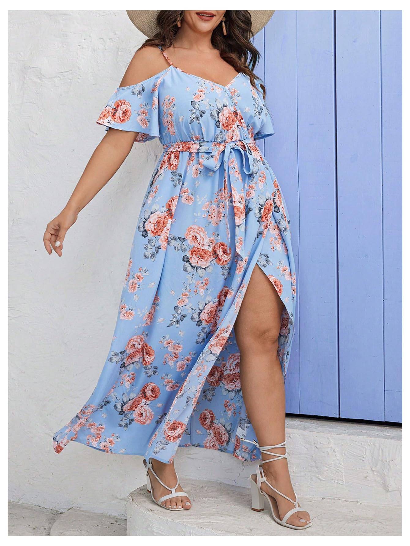 Women's Plus Size Short Sleeve Long Dress