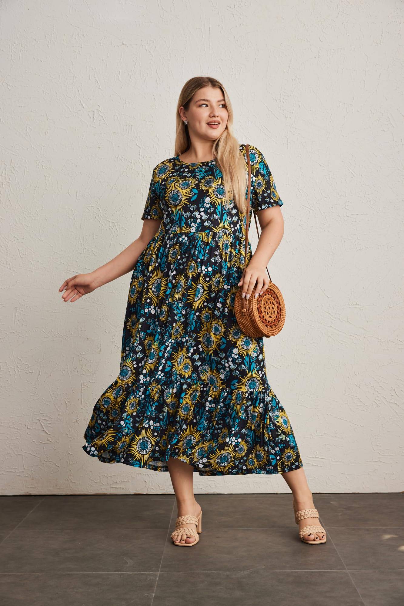 Women Plus Size Long Maxi Dresses with Pockets