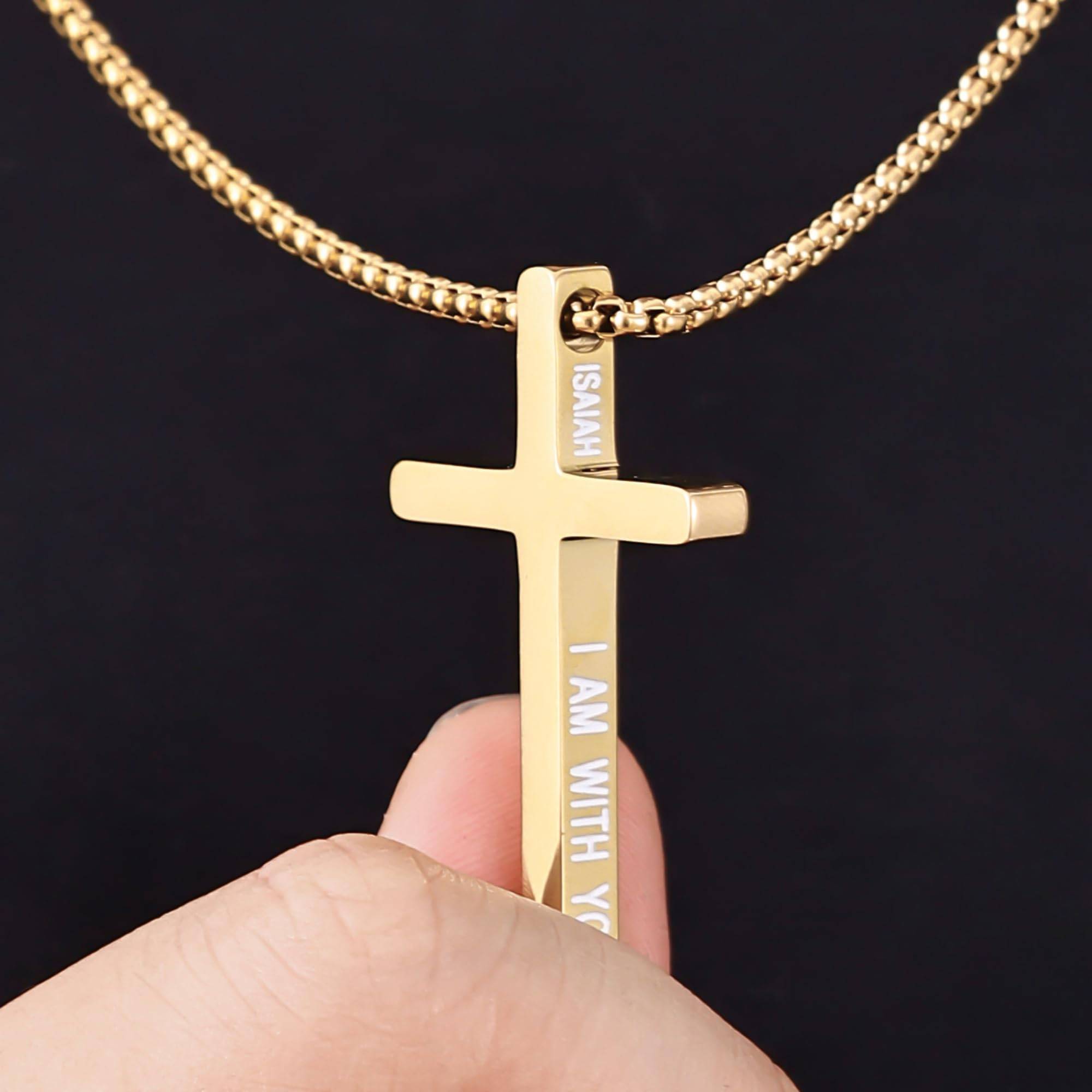 Cross Necklace for Men, Inspirational Bible Verse Cross Chain for Men, 316 Stainless Steel Cross Necklace for Men