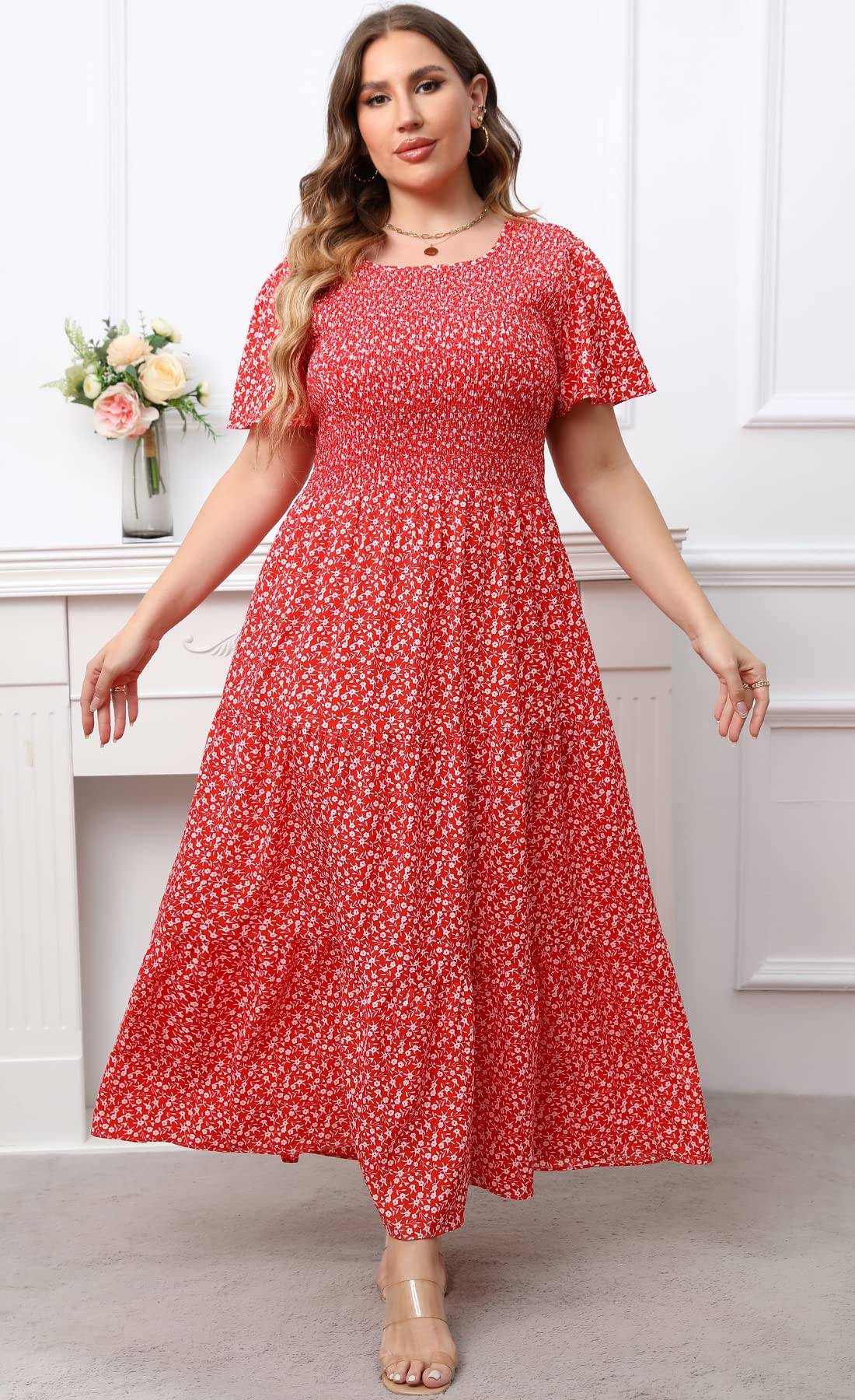 Women's Plus Size Maxi Dress Floral Boho Dress