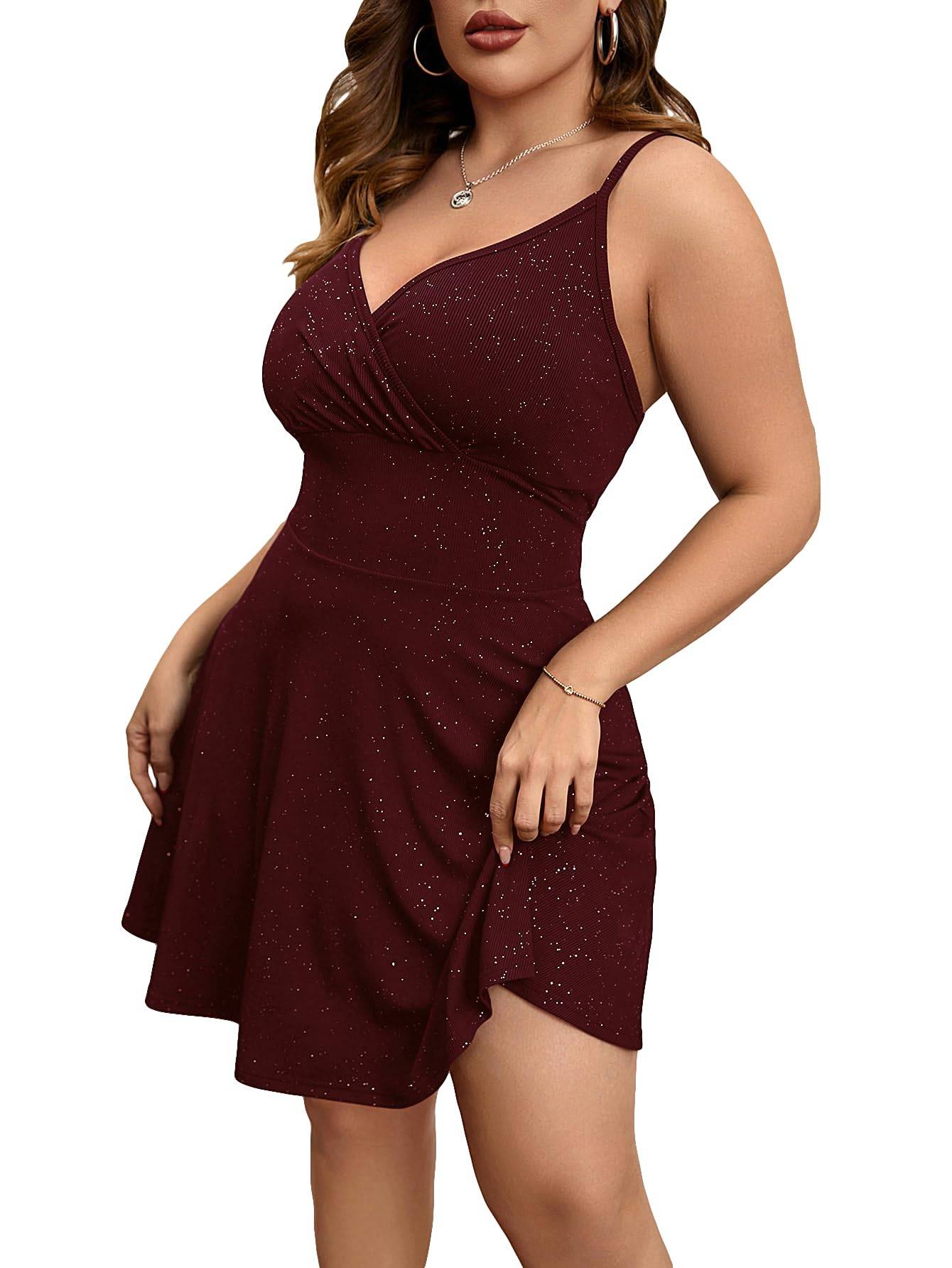 Women's Plus Size Sleeveless Glitter Dress