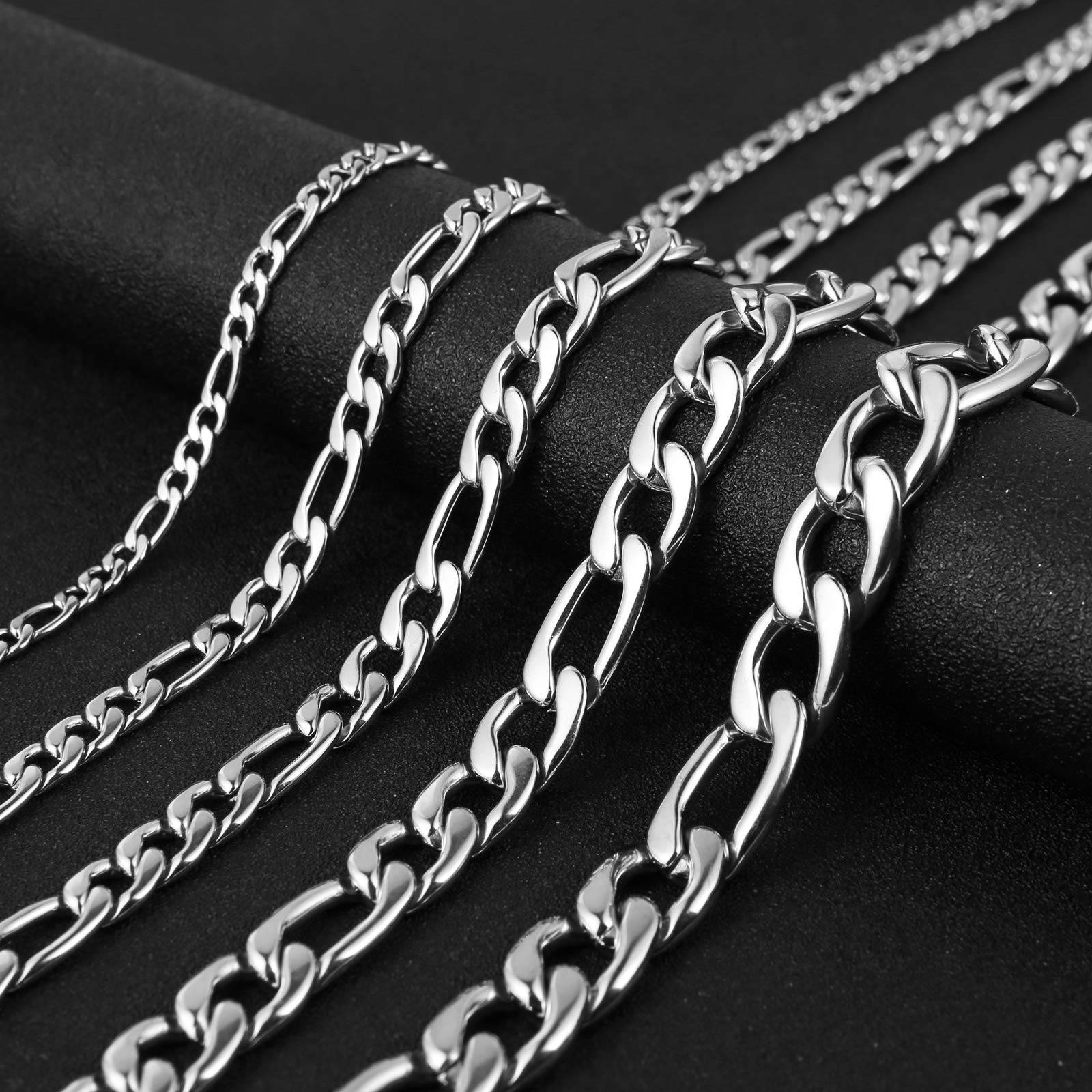 Men 24k Real Gold Plated Chain Stainless Steel Necklace, Wide 3mm 5mm 7mm 9mm