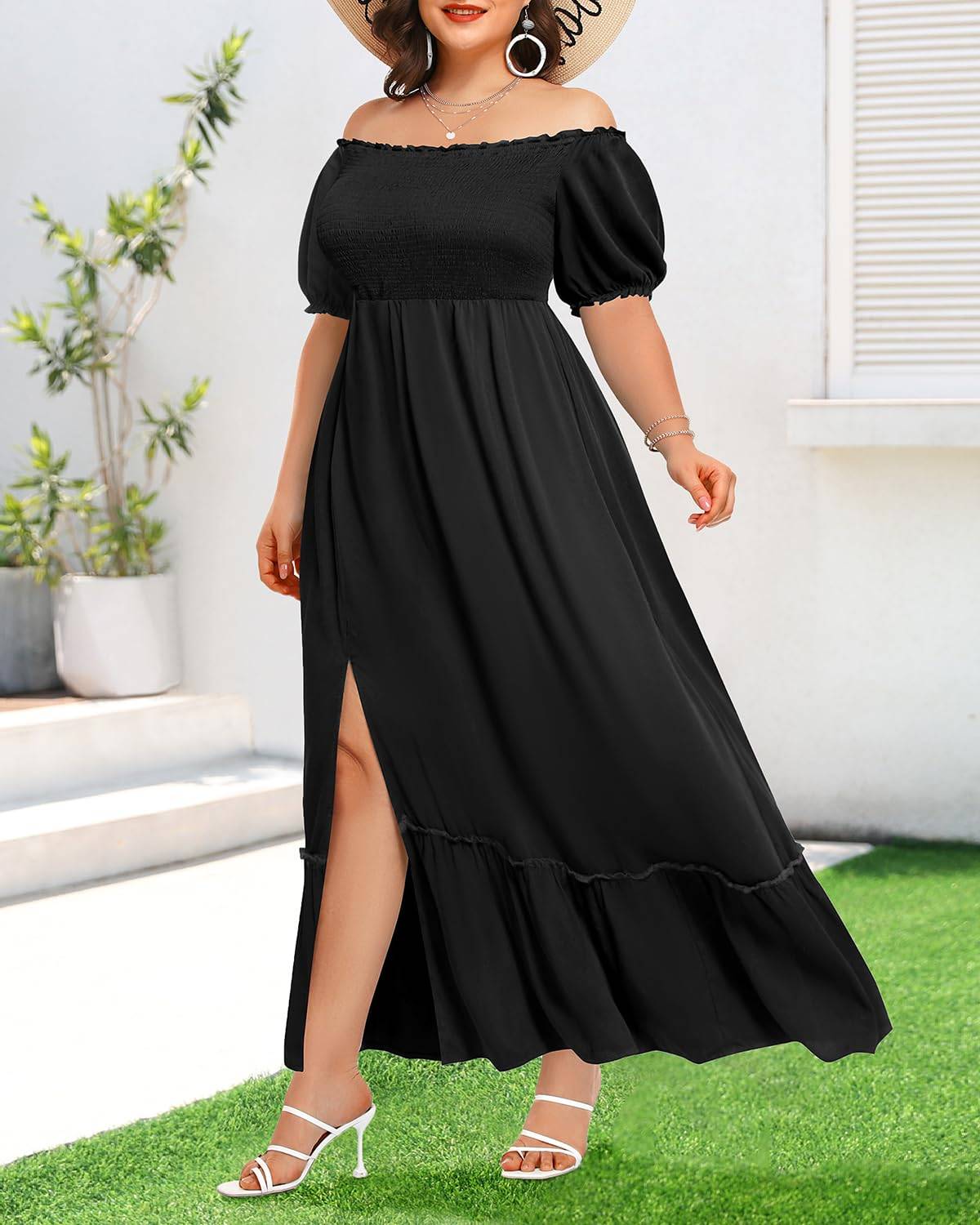 Women Plus Size Maxi Boho Sundress with Pocket