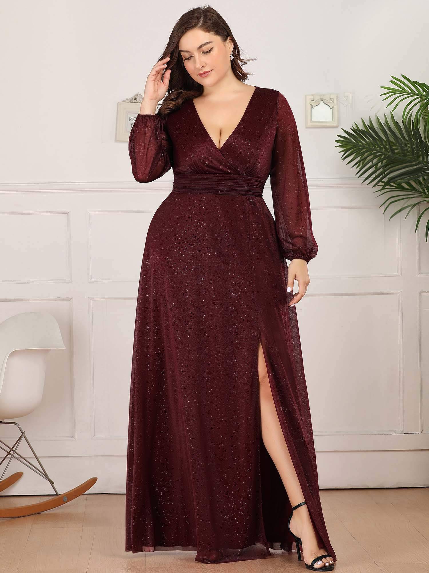 Women's Glitter A Line Plus Size Formal Dresses