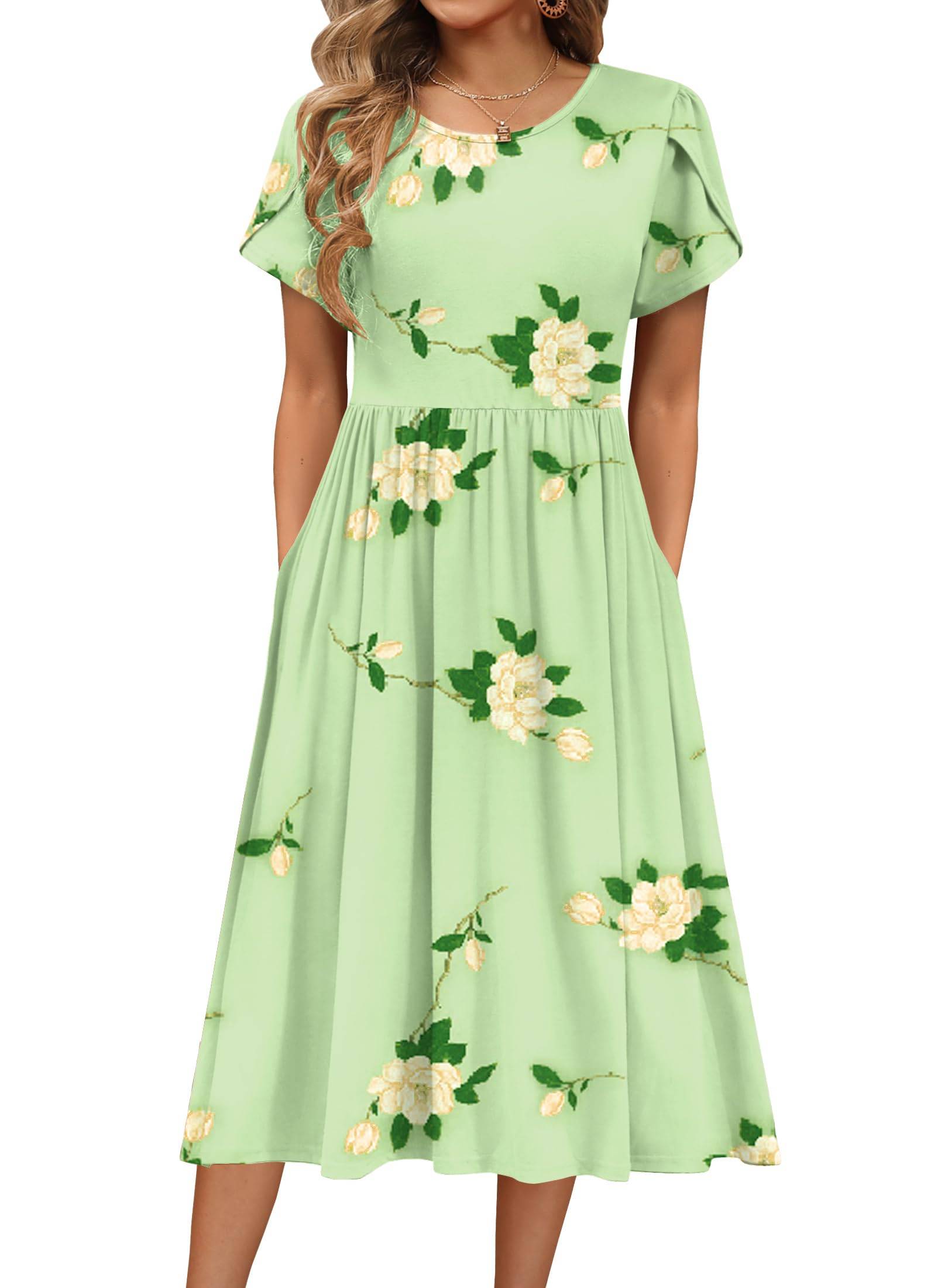 Women's A-Line Midi Dresses Floral Beach Sundress