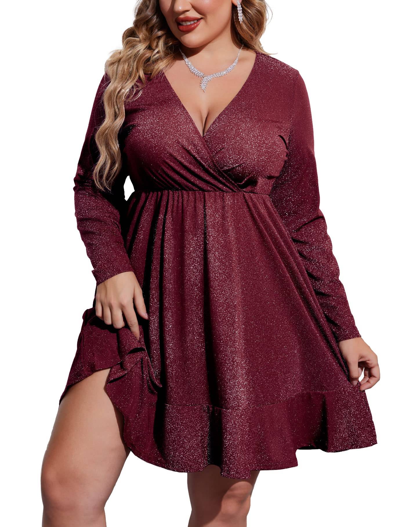 Plus Size Womens Glitter Dress Party Dresses