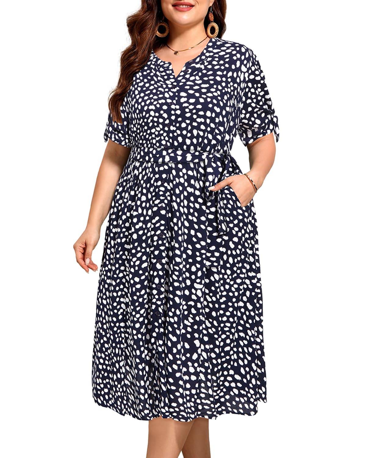 Women's Summer Midi Dress Plus Size Sundress