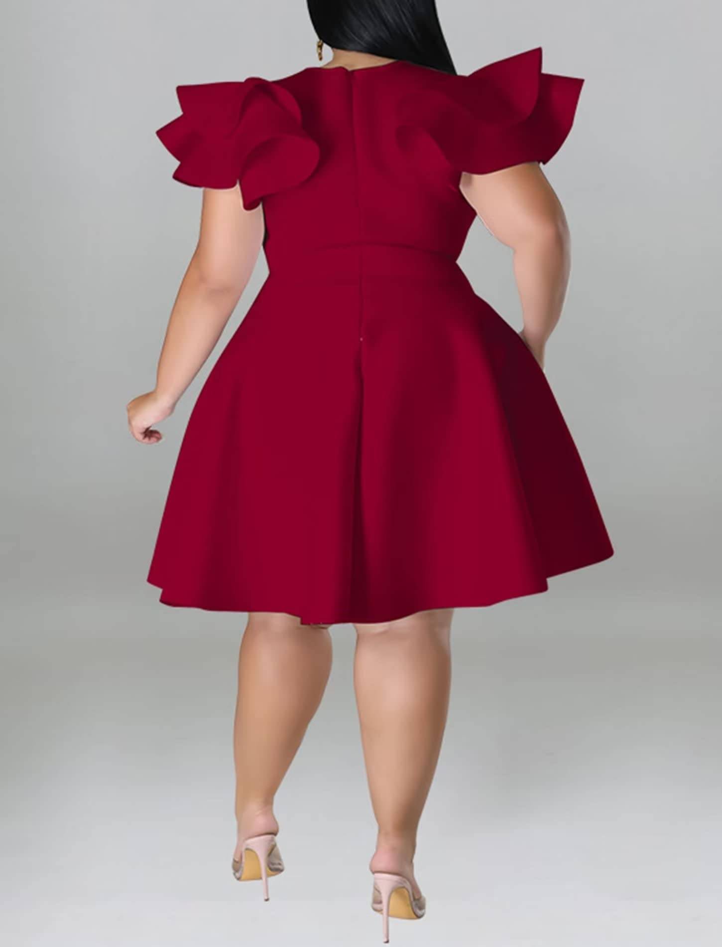 Women's Plus Size A Line Party Dress with Pockets