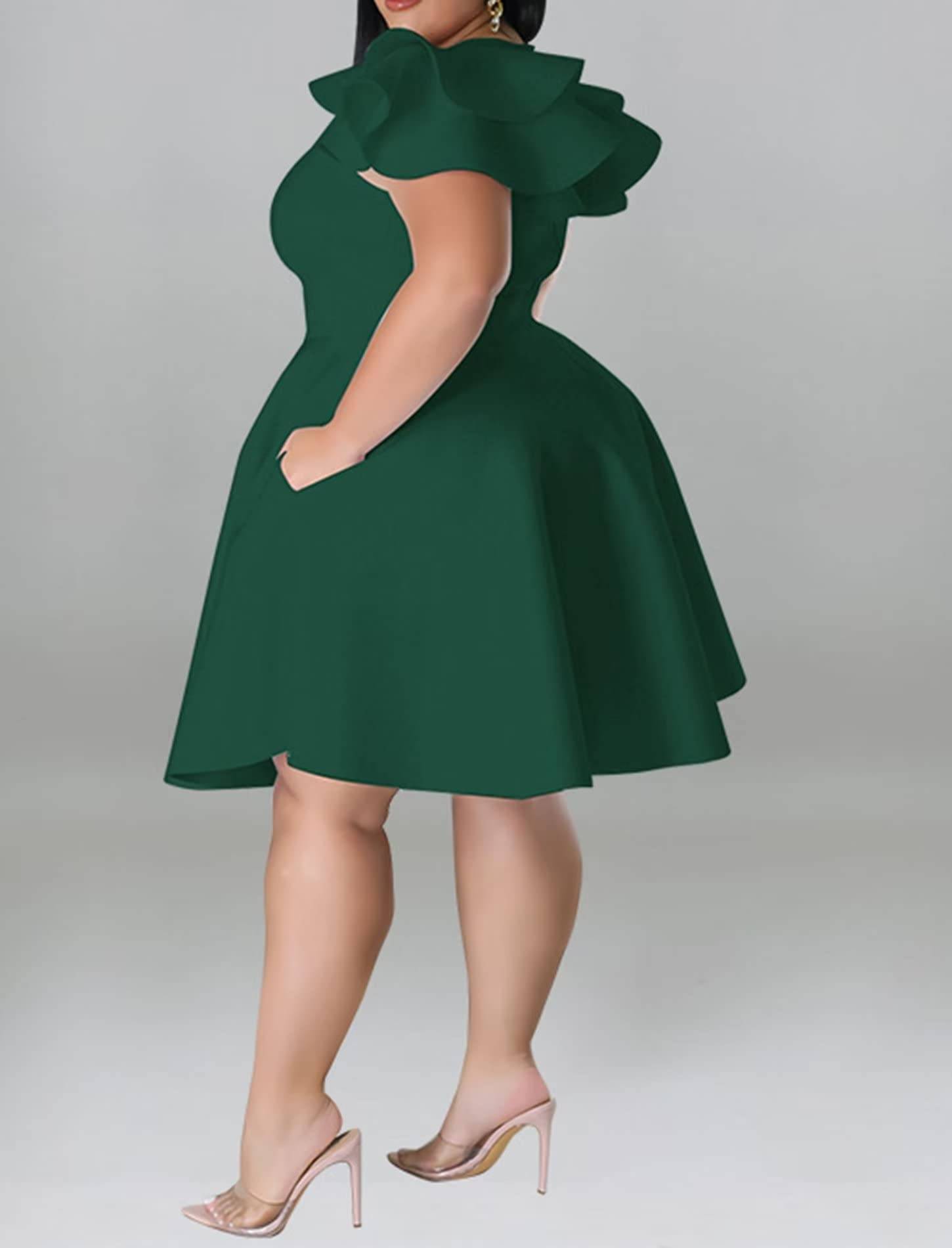 Women's Plus Size A Line Party Dress with Pockets