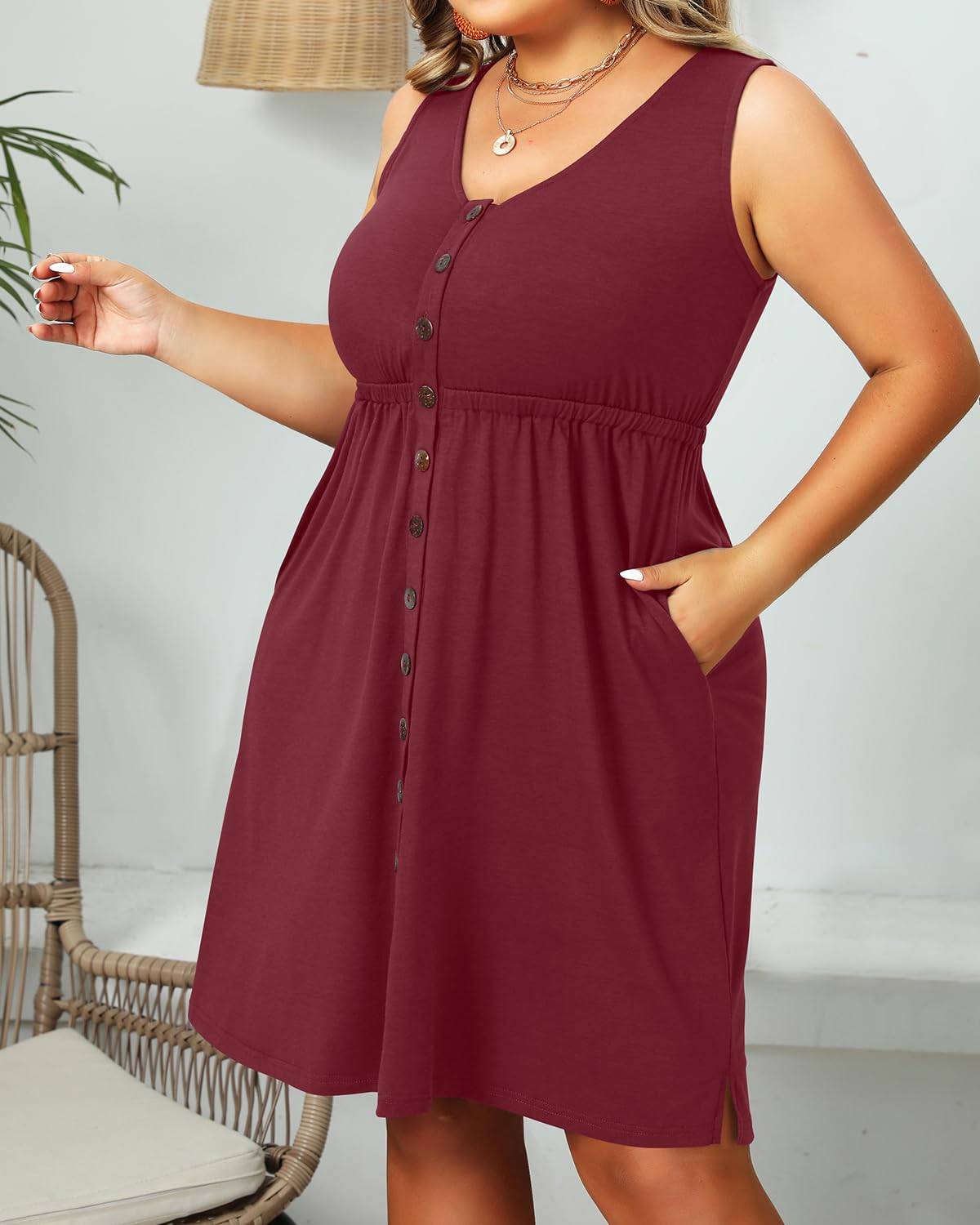 Women's Plus Size Summer Dresses Pockets A-Line